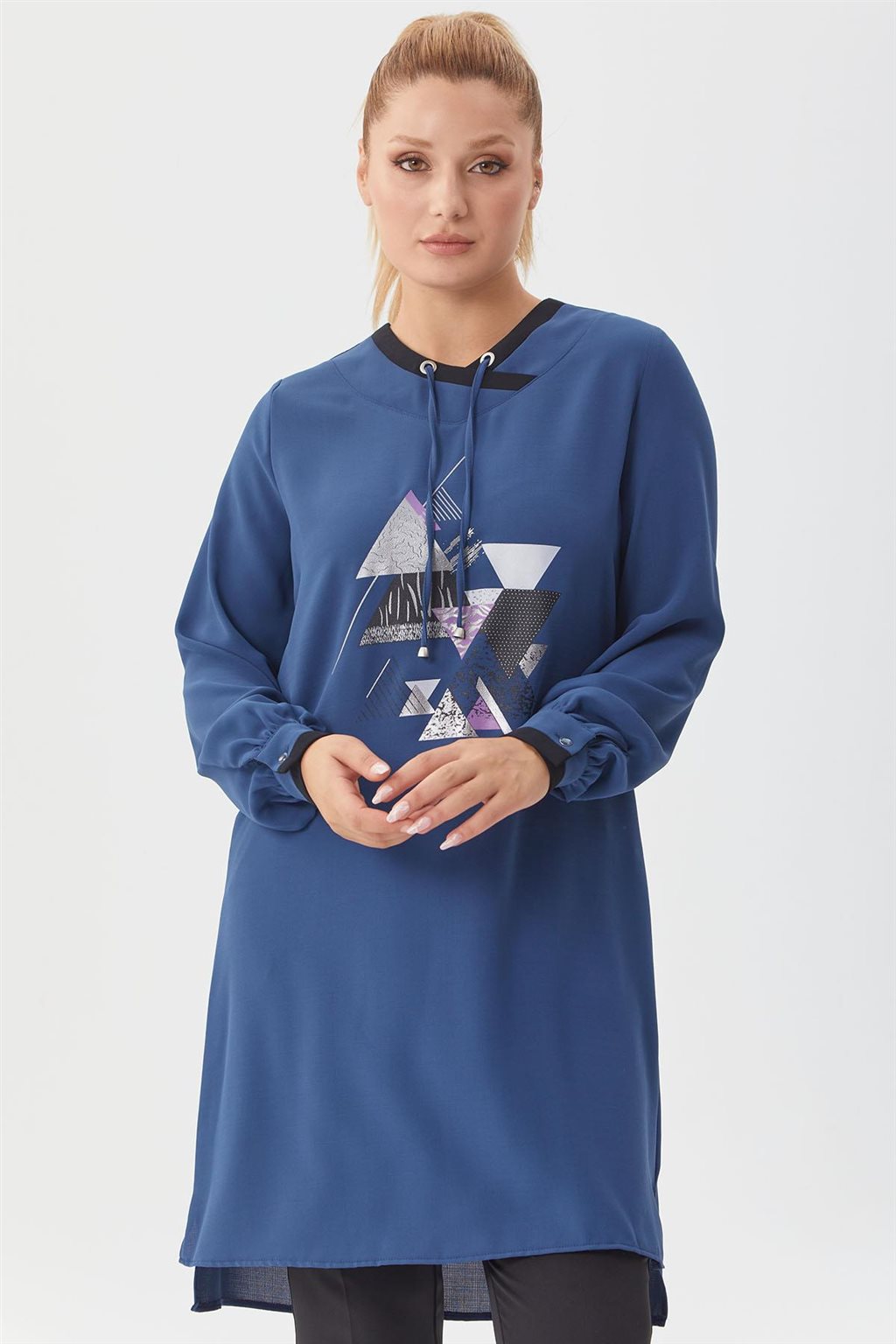 Geometric Printed Tunic Indigo
