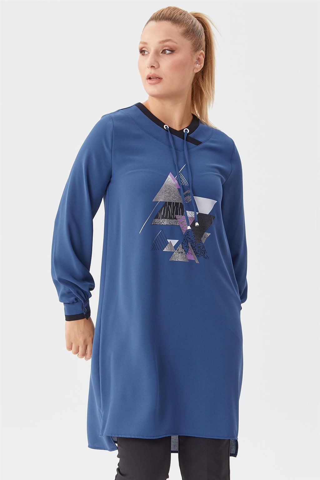 Geometric Printed Tunic Indigo