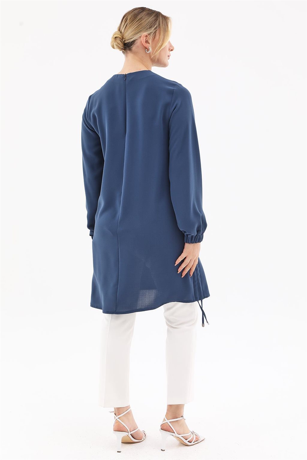 Ruched-Side Printed Tunic Indigo