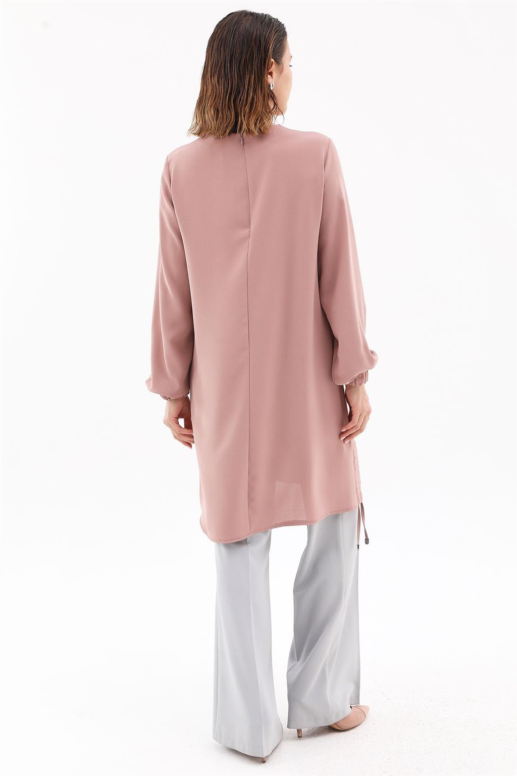 Ruched-Side Printed Tunic Powder Pink