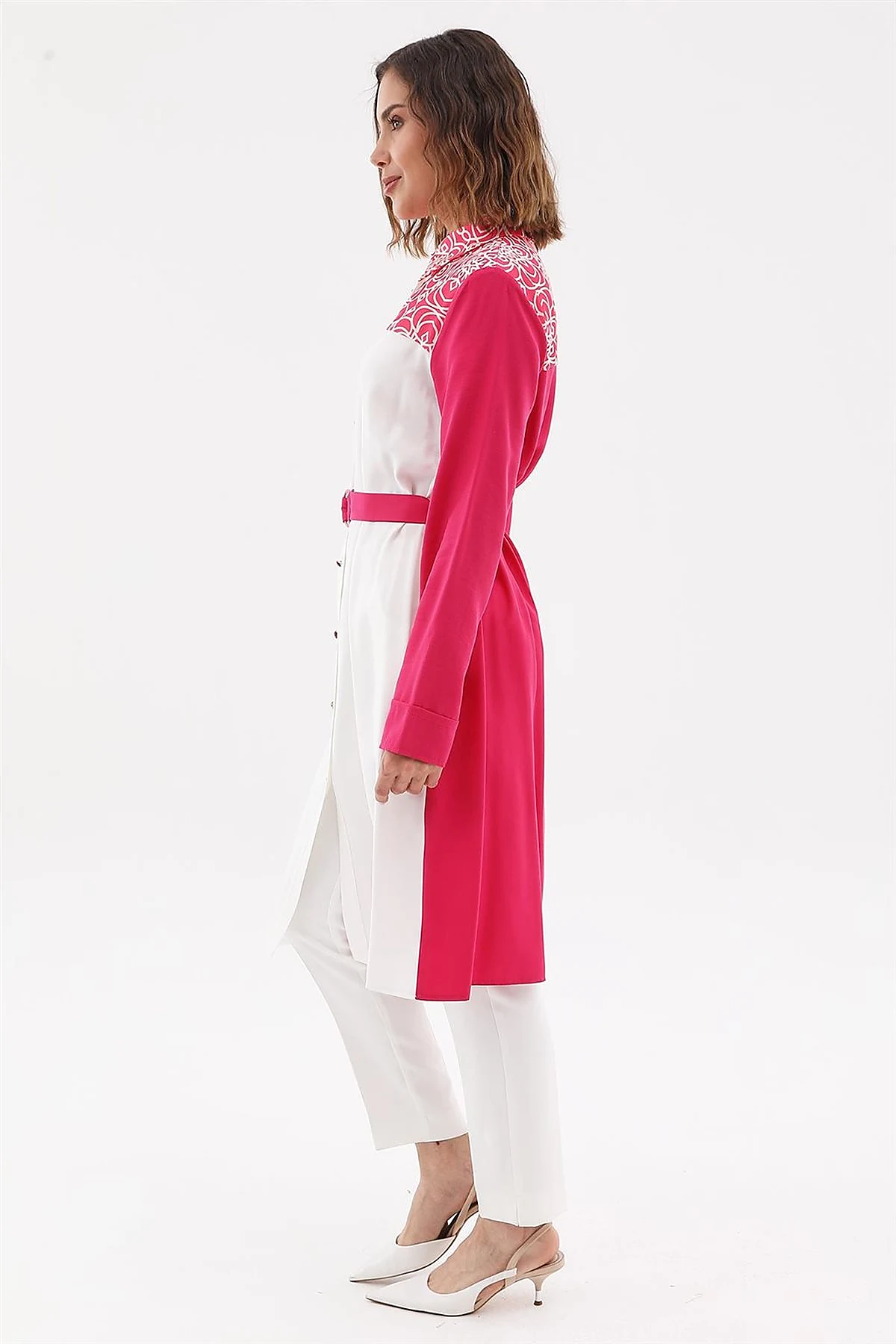 Adjustable Belt Detail Tunic Fuchsia