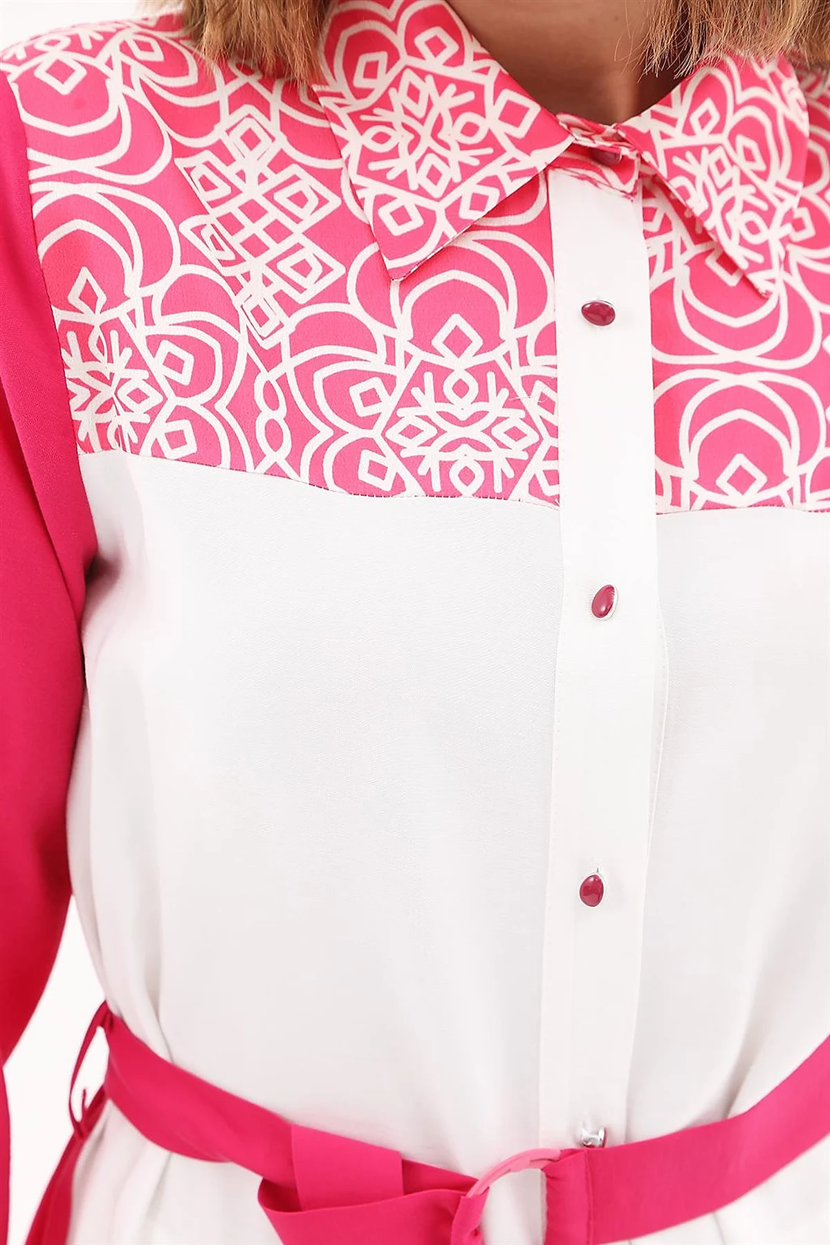 Adjustable Belt Detail Tunic Fuchsia