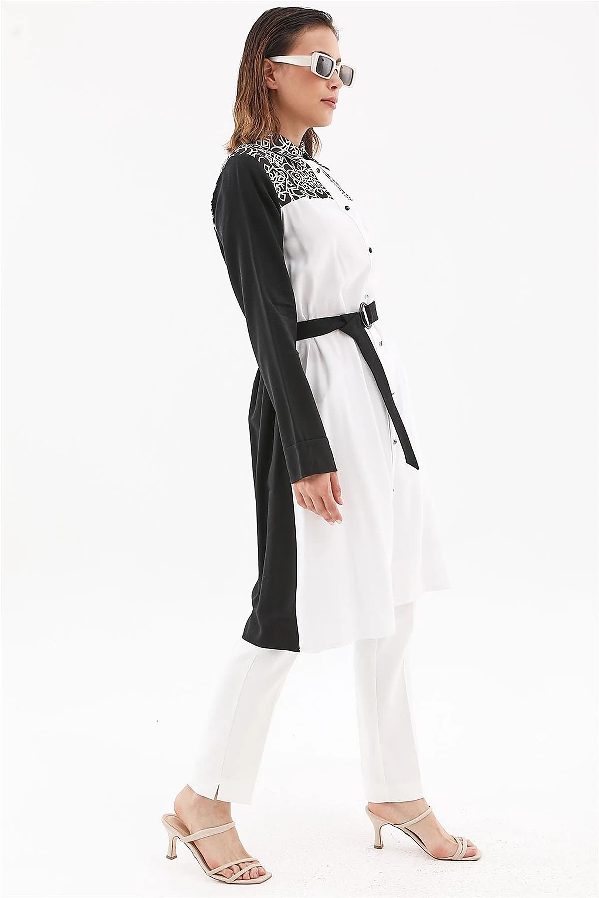 Adjustable Belt Detail Tunic Black