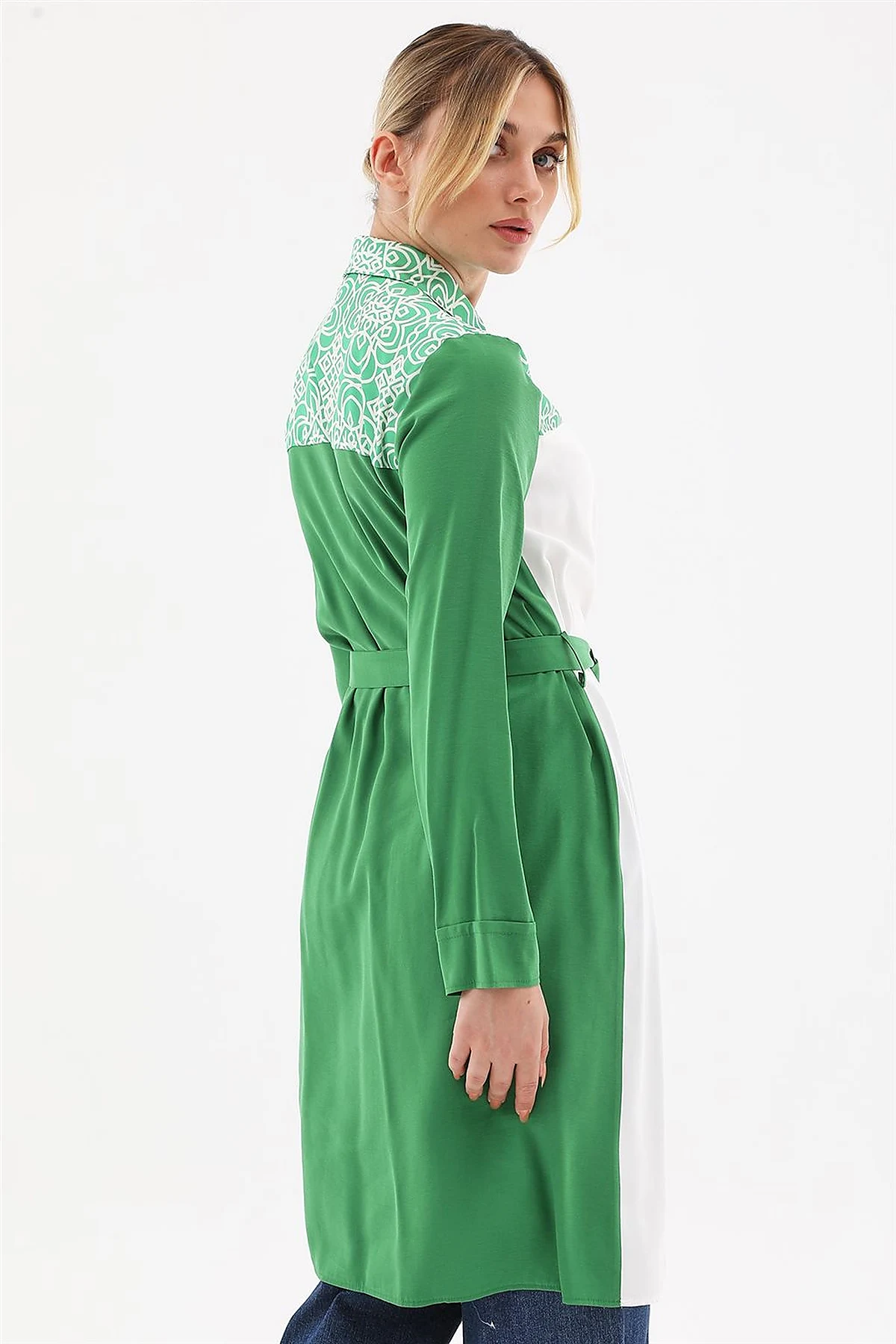 Adjustable Belt Detail Tunic Green