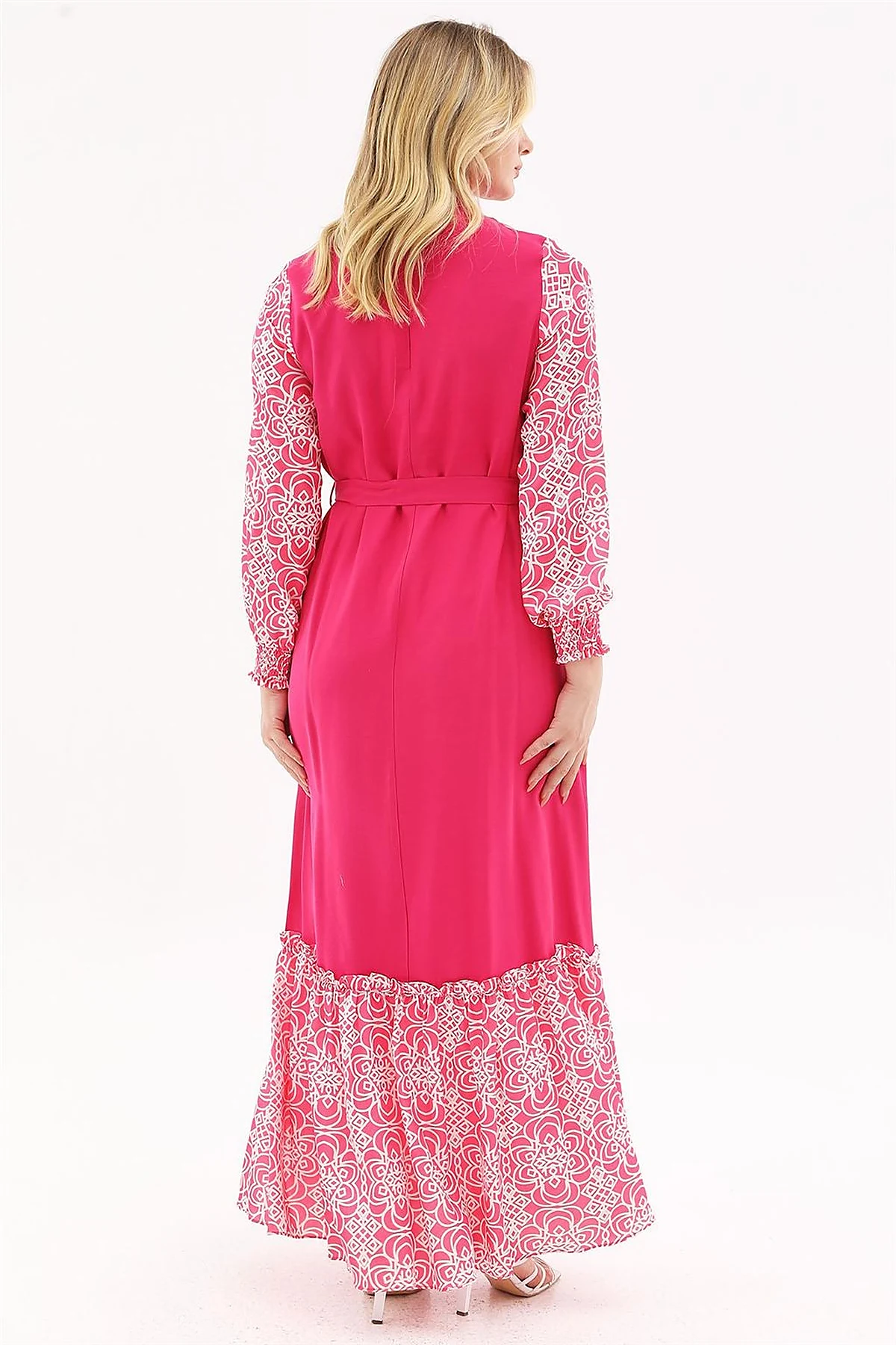 Fabric Trimmed Maxi Dress Fuchsia 