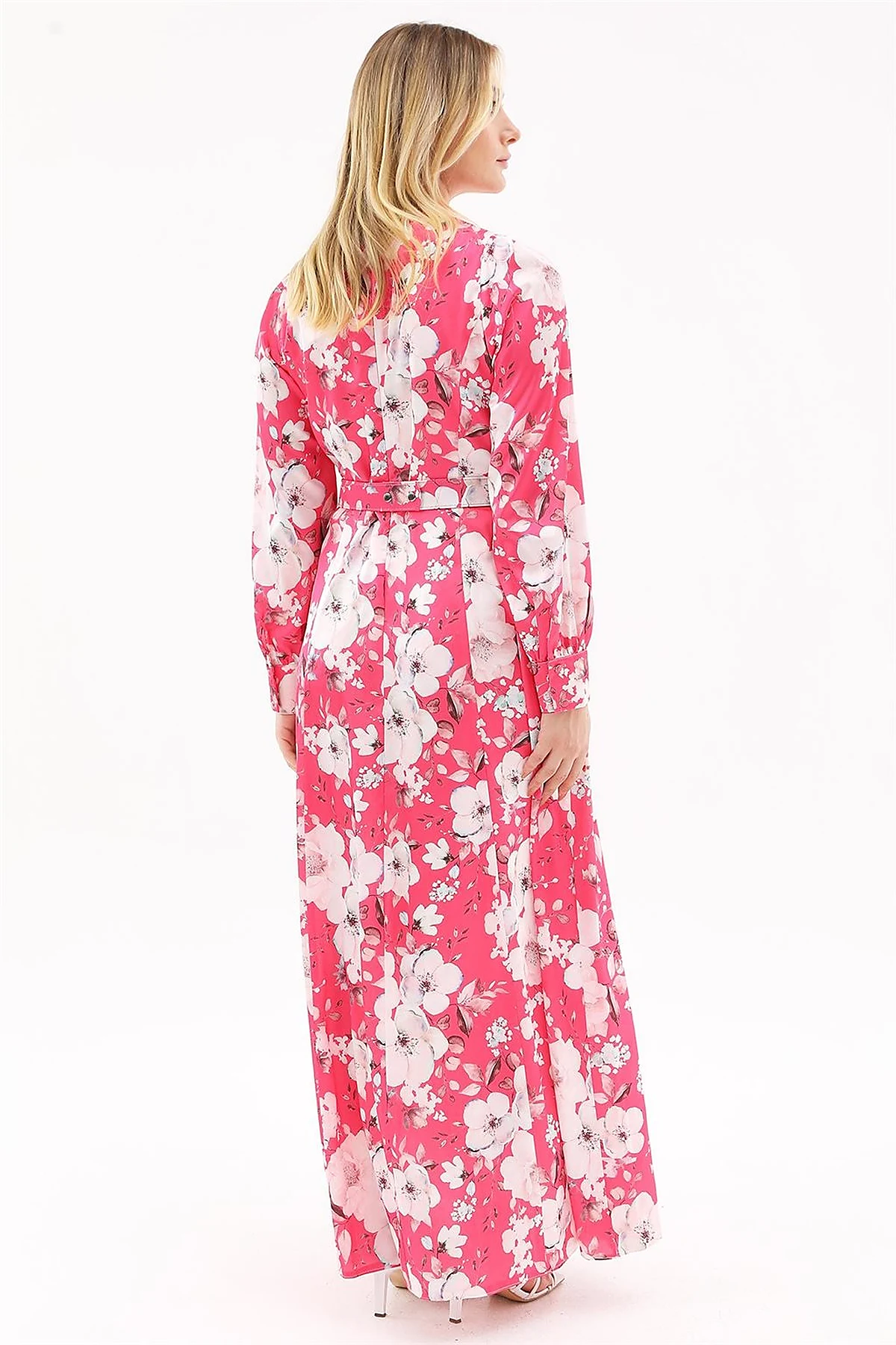 Floral Pattern Maxi Dress Fuchsia 