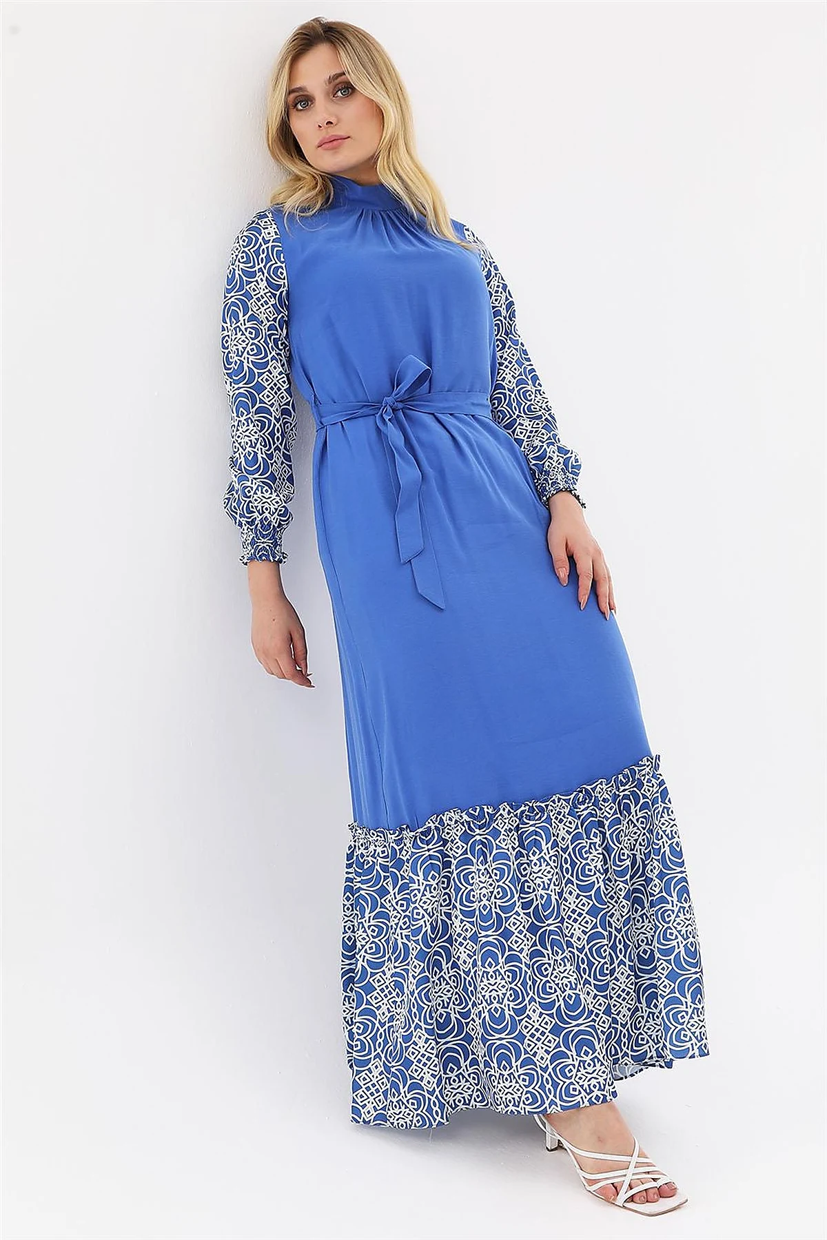 Fabric Trimmed Maxi Dress Royal Blue