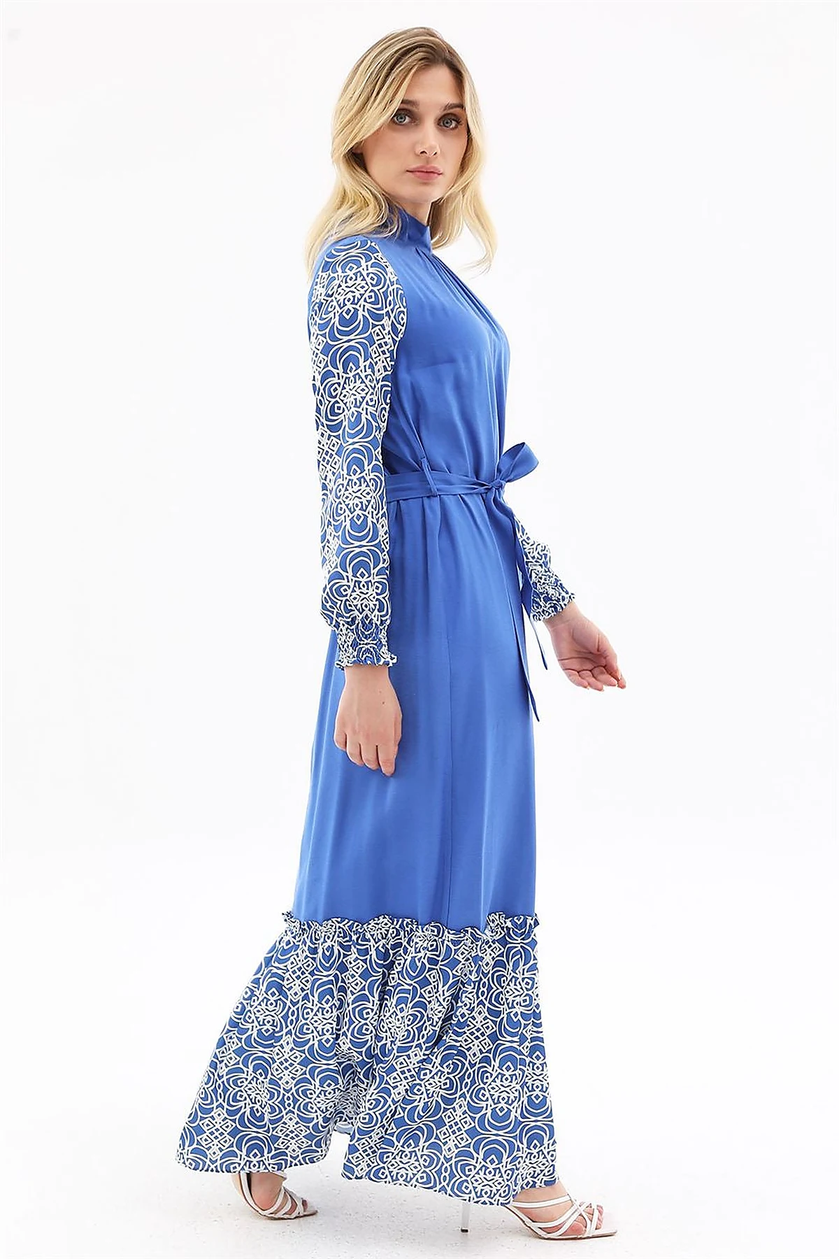 Fabric Trimmed Maxi Dress Royal Blue