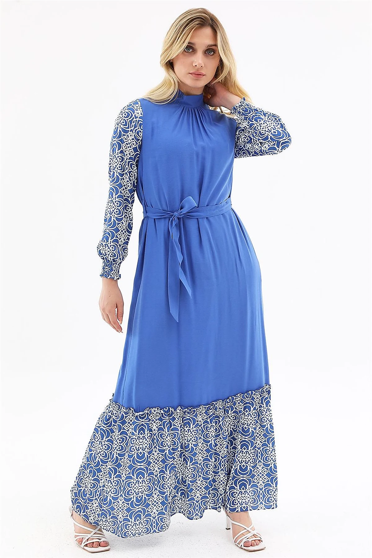 Fabric Trimmed Maxi Dress Royal Blue