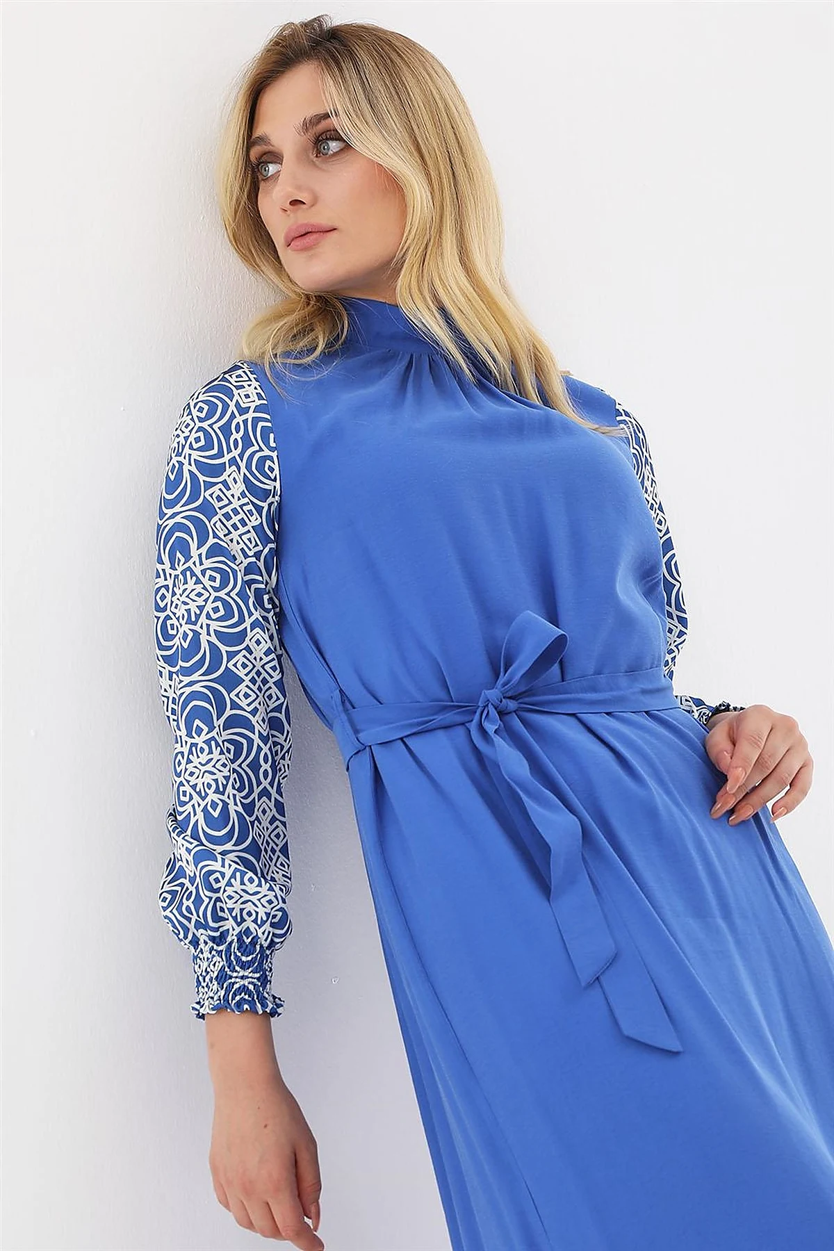 Fabric Trimmed Maxi Dress Royal Blue