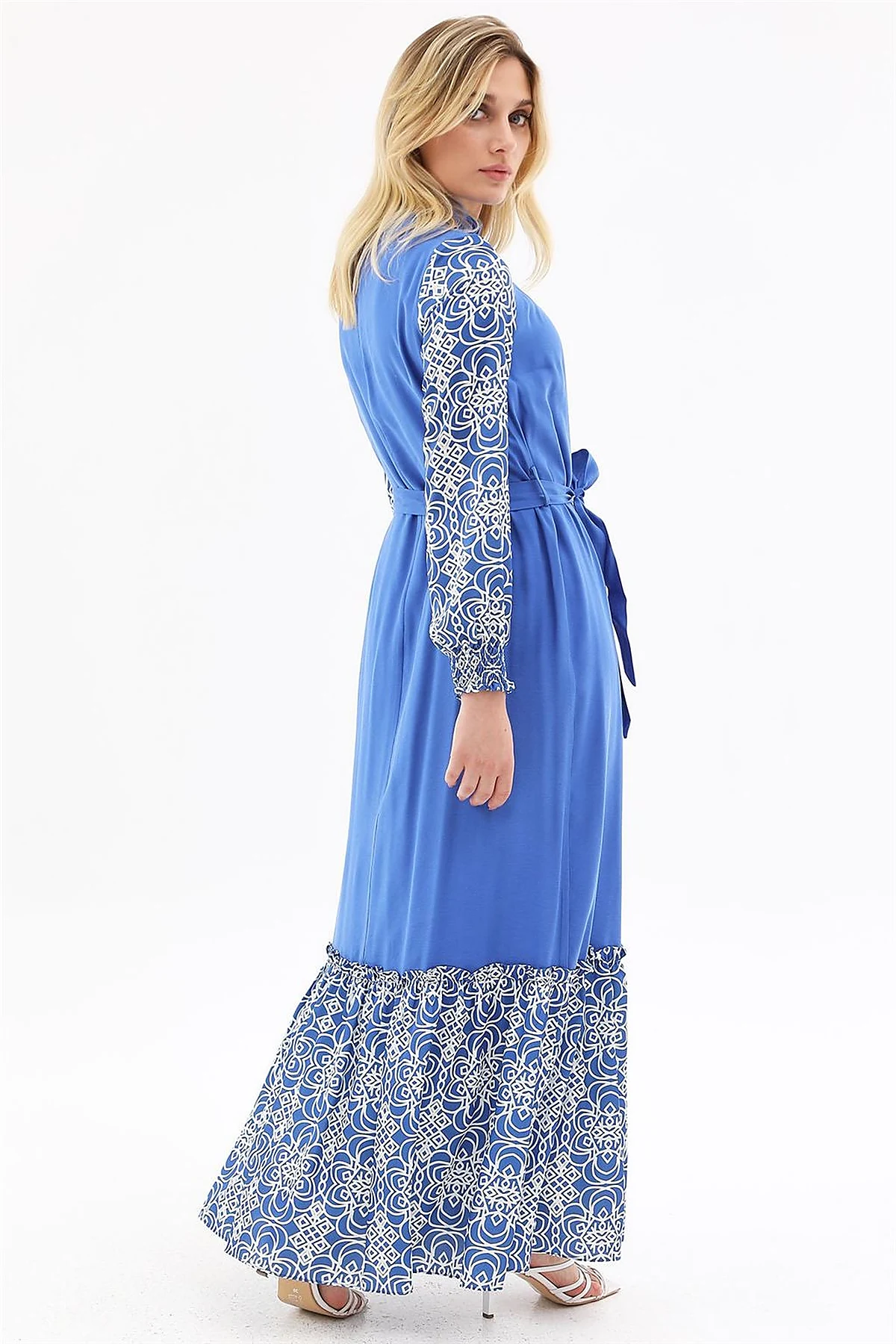 Fabric Trimmed Maxi Dress Royal Blue