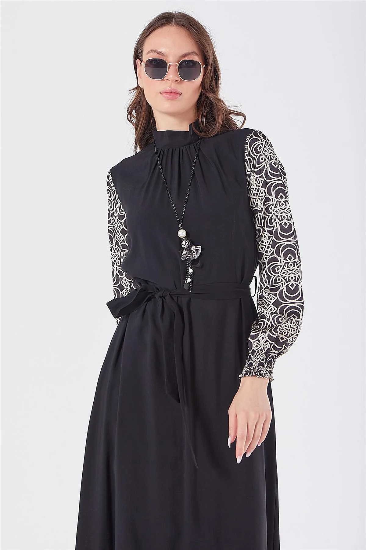 Fabric Trimmed Maxi Dress Black