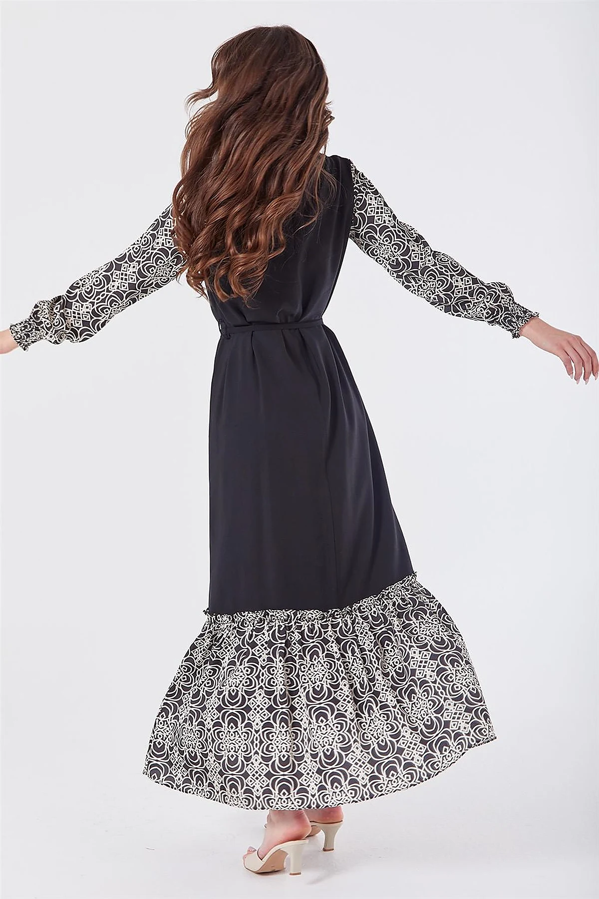 Fabric Trimmed Maxi Dress Black