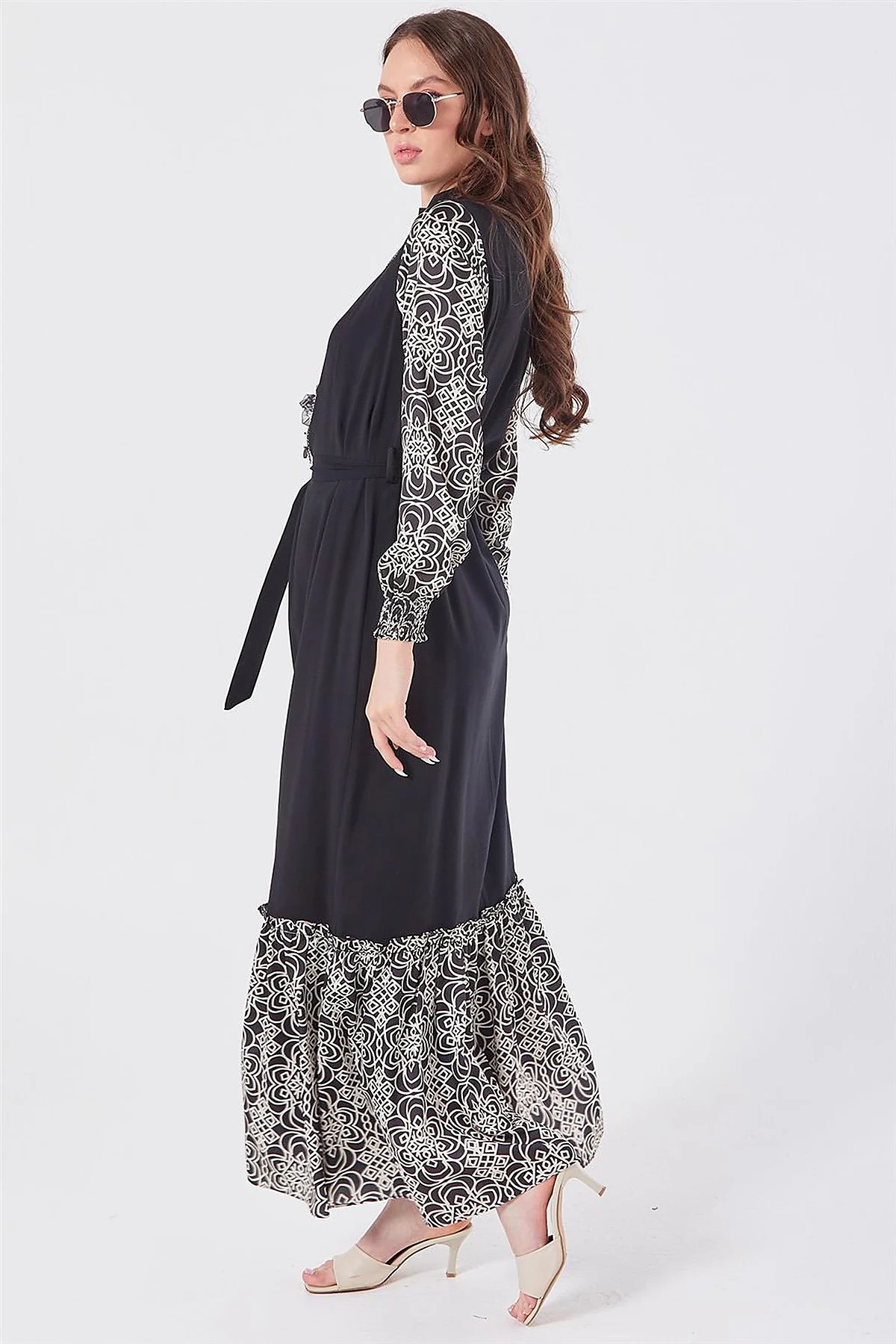 Fabric Trimmed Maxi Dress Black