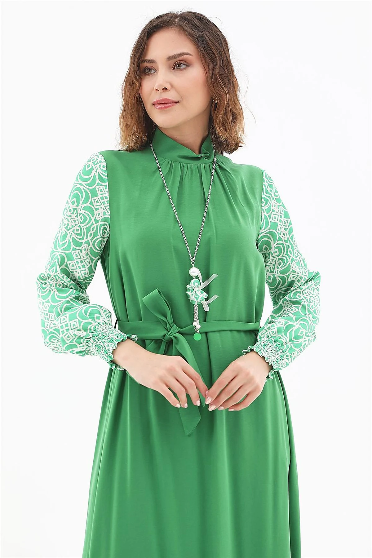 Fabric Trimmed Maxi Dress Green