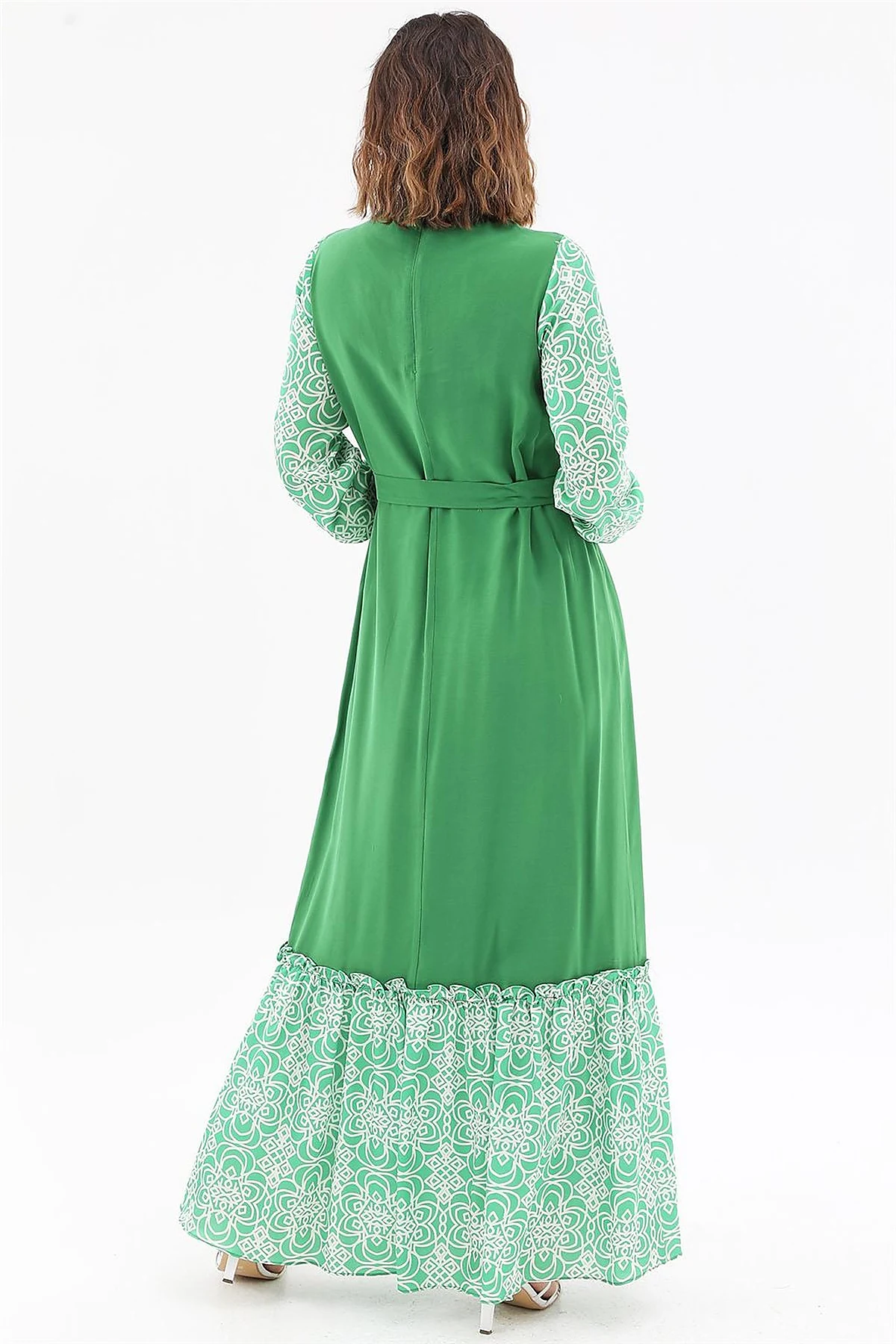 Fabric Trimmed Maxi Dress Green