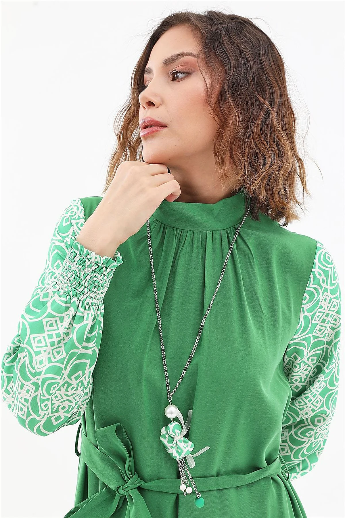 Fabric Trimmed Maxi Dress Green