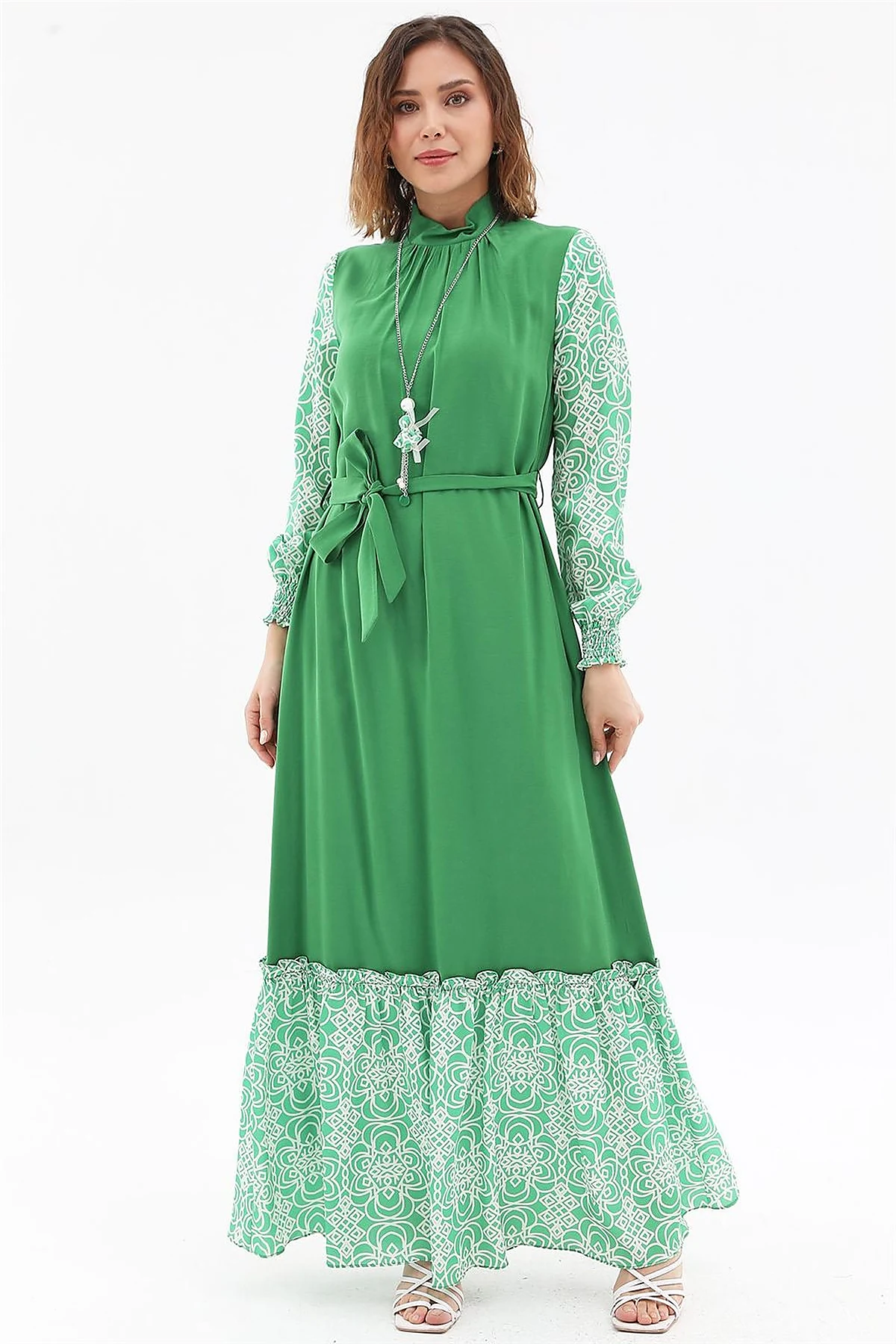 Fabric Trimmed Maxi Dress Green