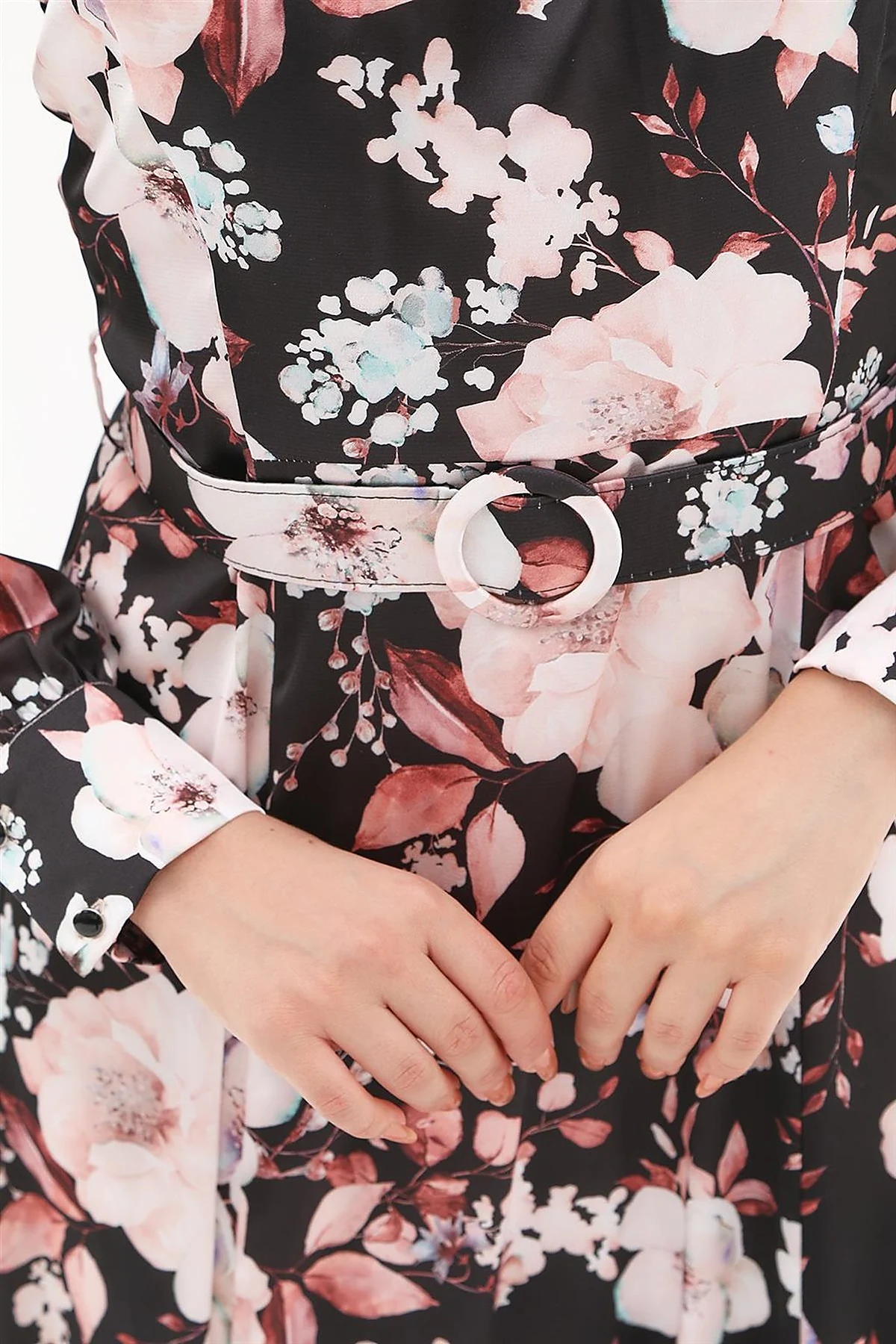 Floral Pattern Maxi Dress Black