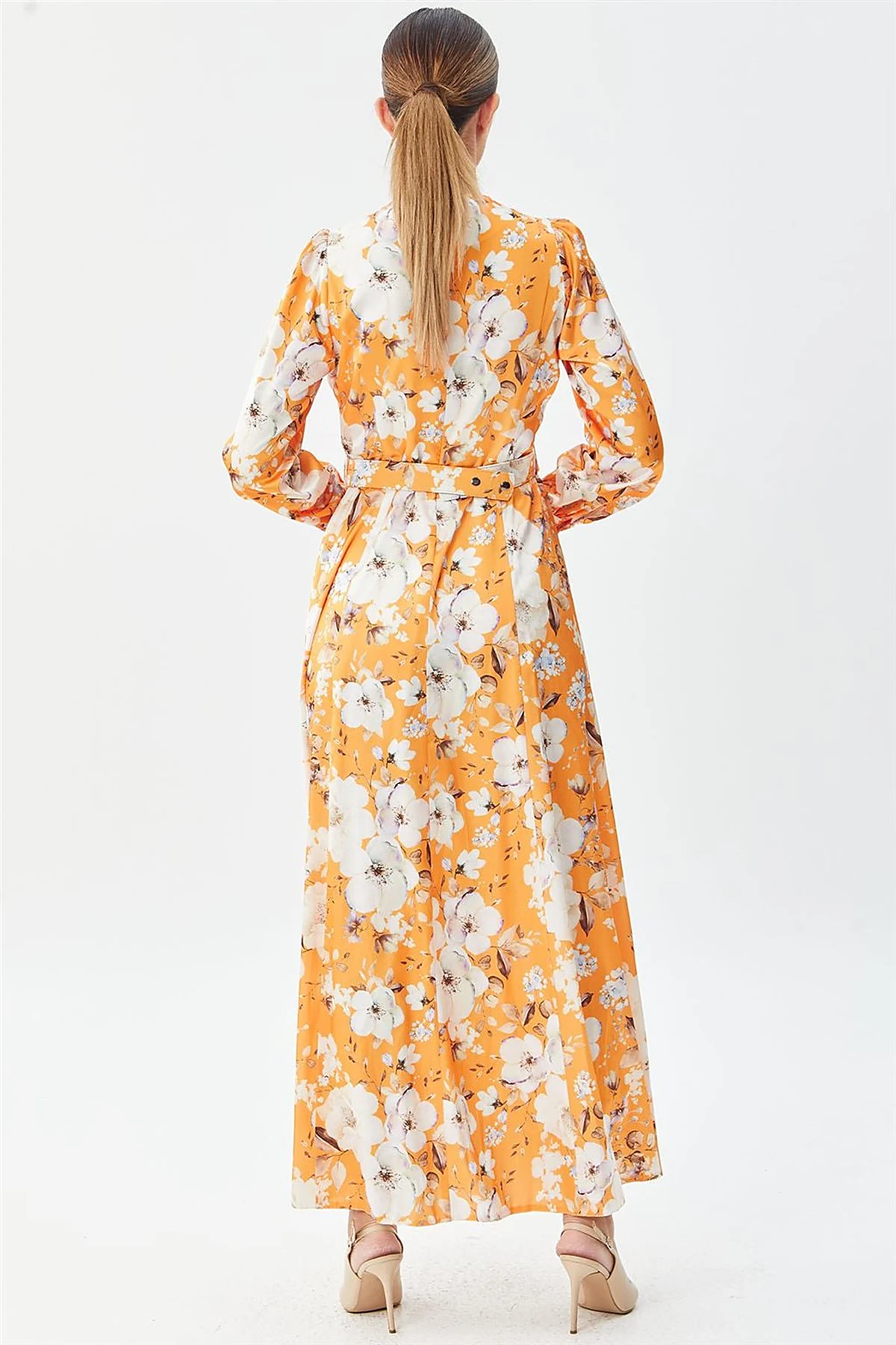 Floral Pattern Maxi Dress Orange