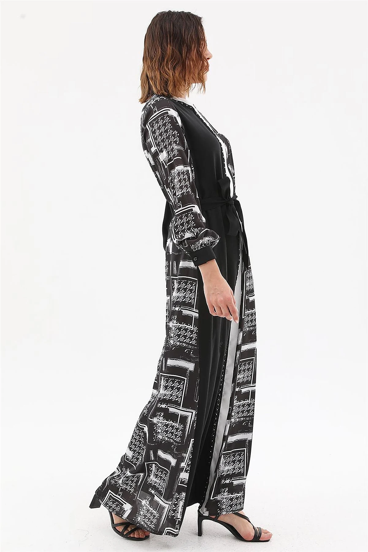 Mixed Pattern Maxi Dress Black 