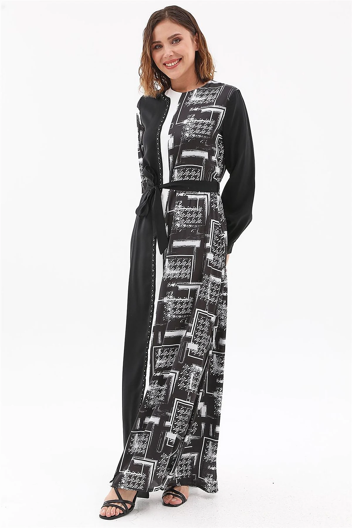 Mixed Pattern Maxi Dress Black 