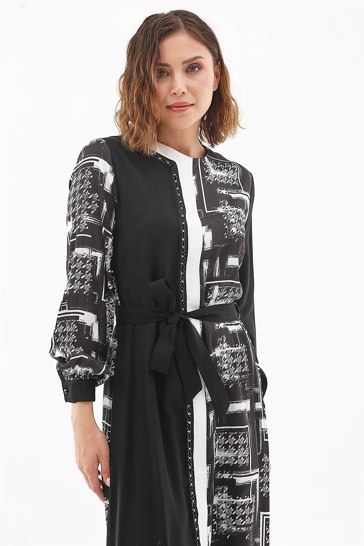 Mixed Pattern Maxi Dress Black 