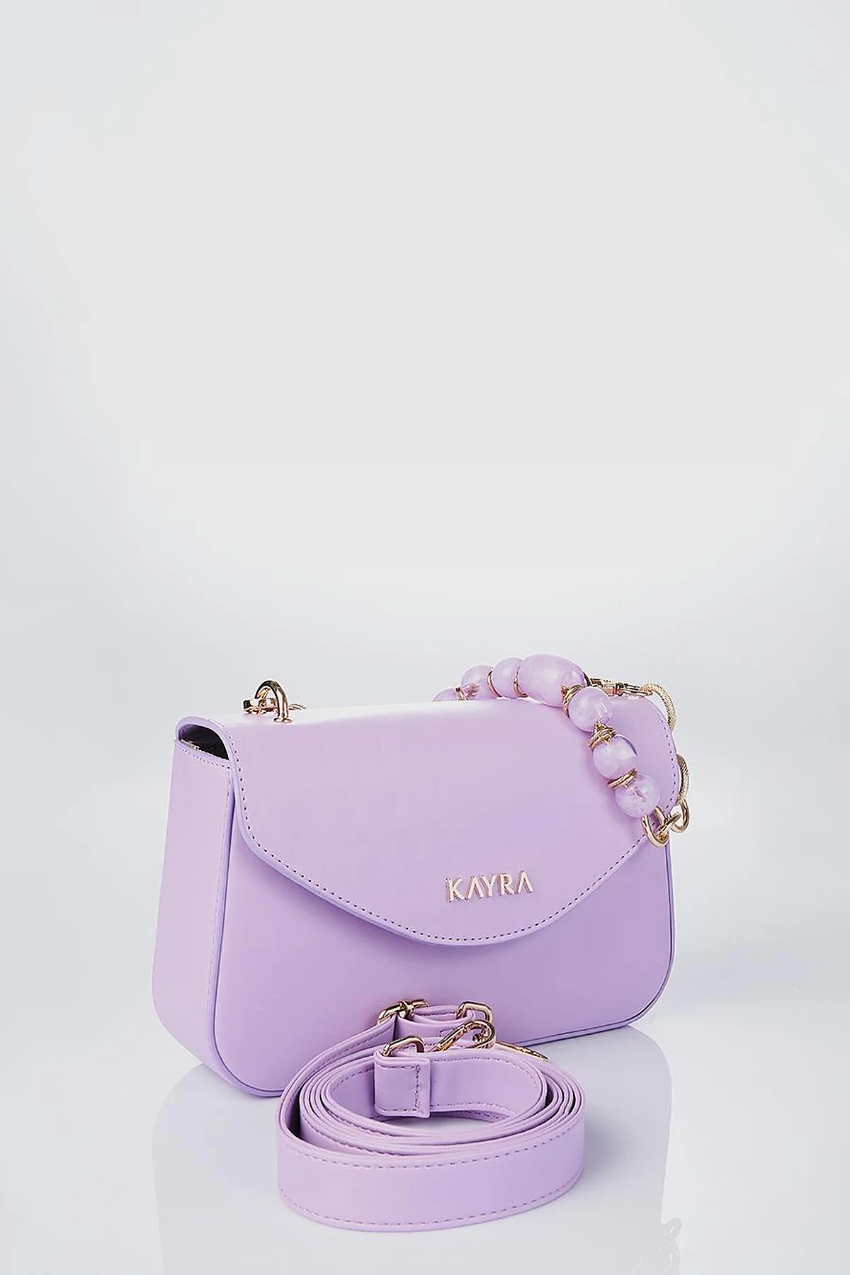 Beaded Detail Baguette Bag Purple