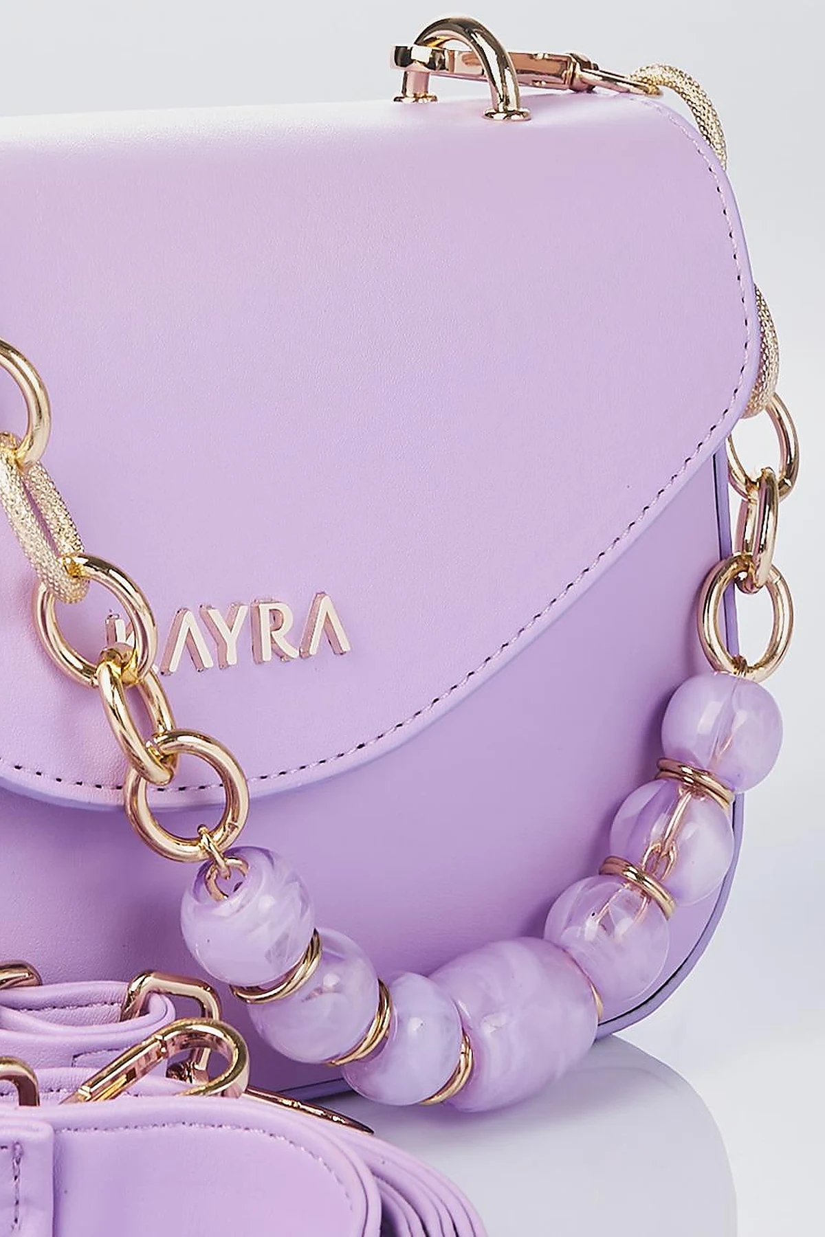 Beaded Detail Baguette Bag Purple