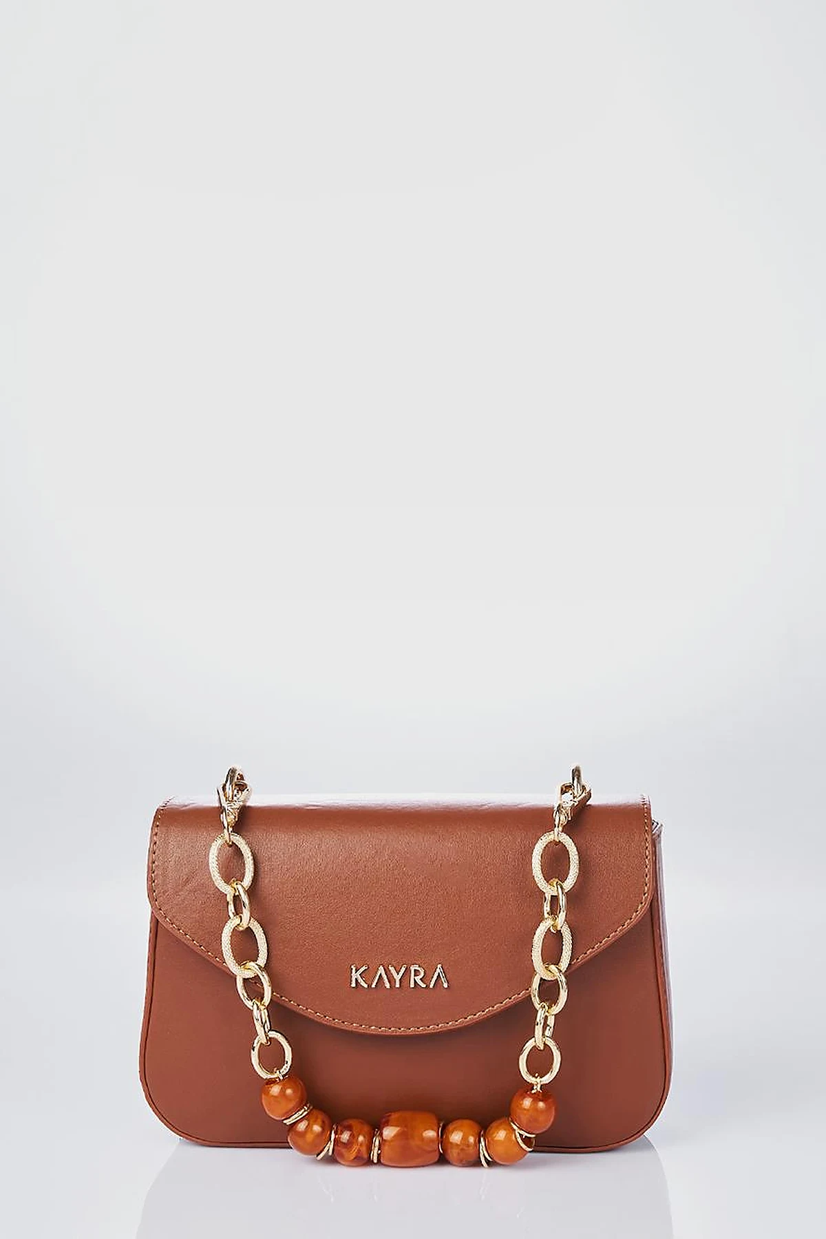 Beaded Detail Baguette Bag Tan