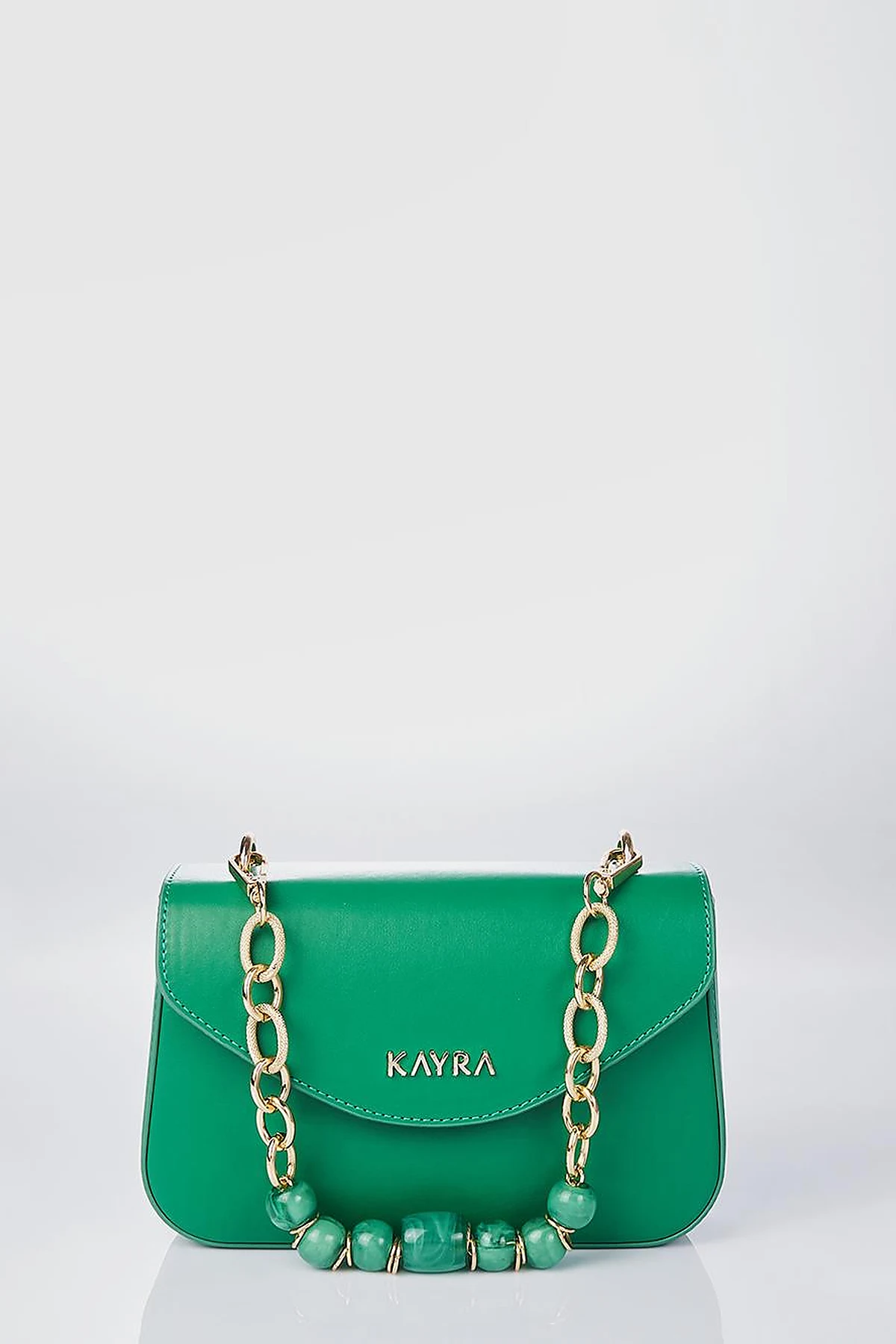 Beaded Detail Baguette Bag Green