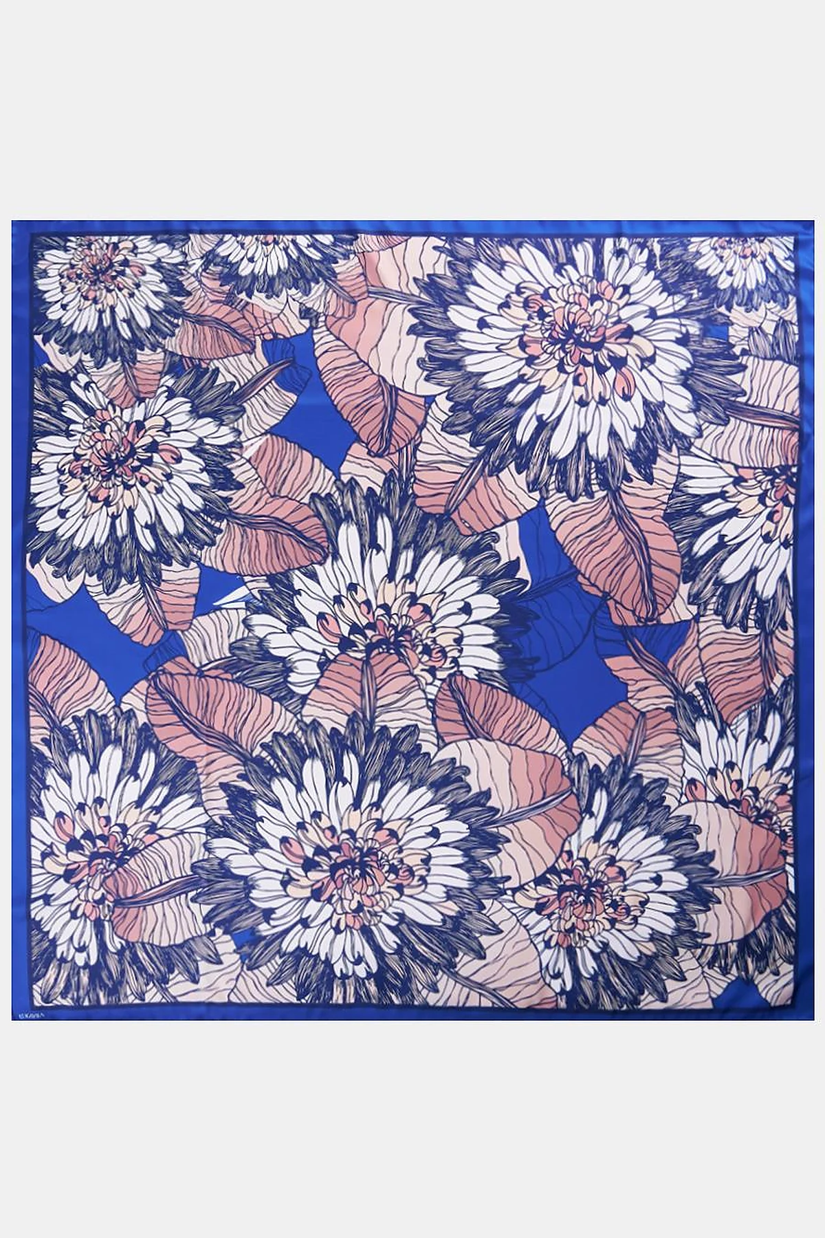 Floral Pattern Scarf Indigo 
