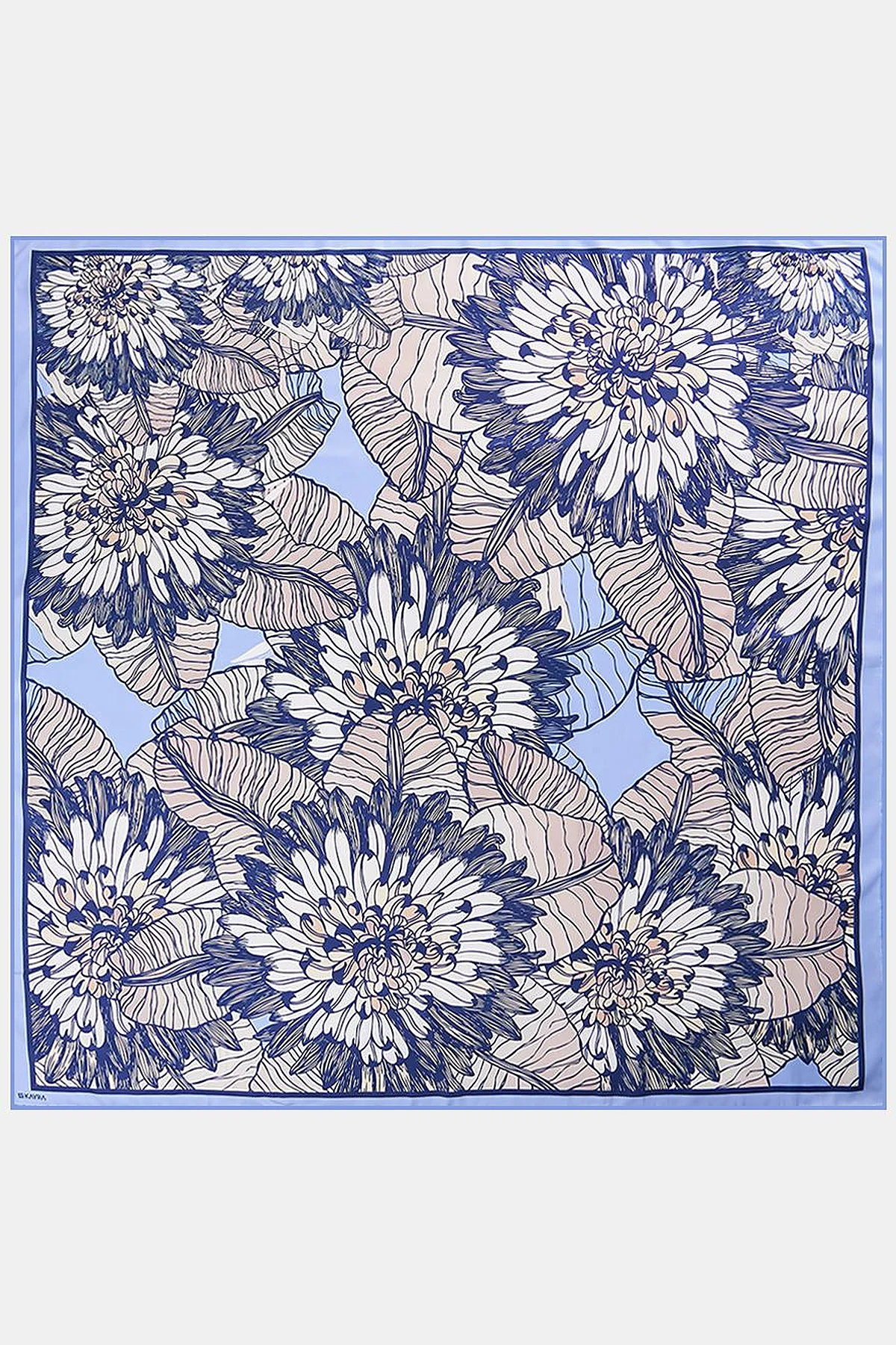Floral Pattern Scarf Navy 