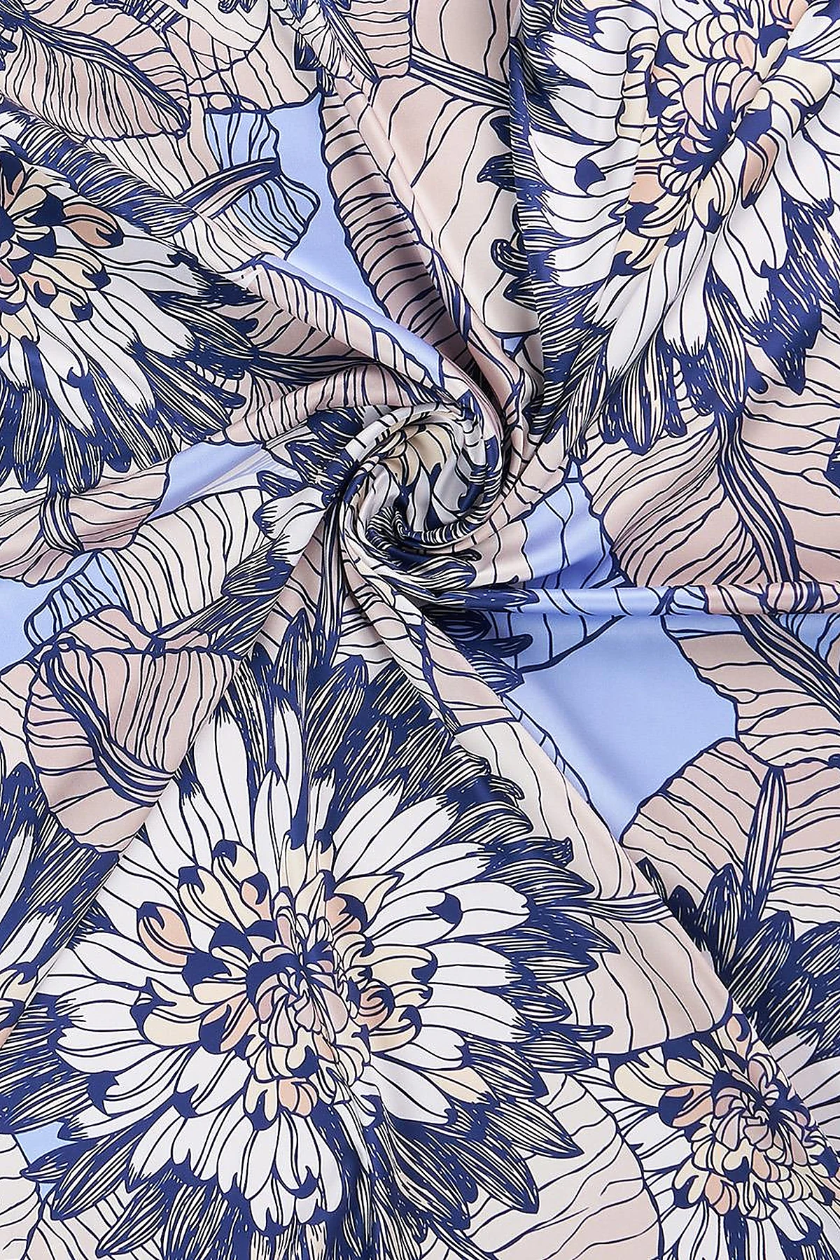Floral Pattern Scarf Navy 