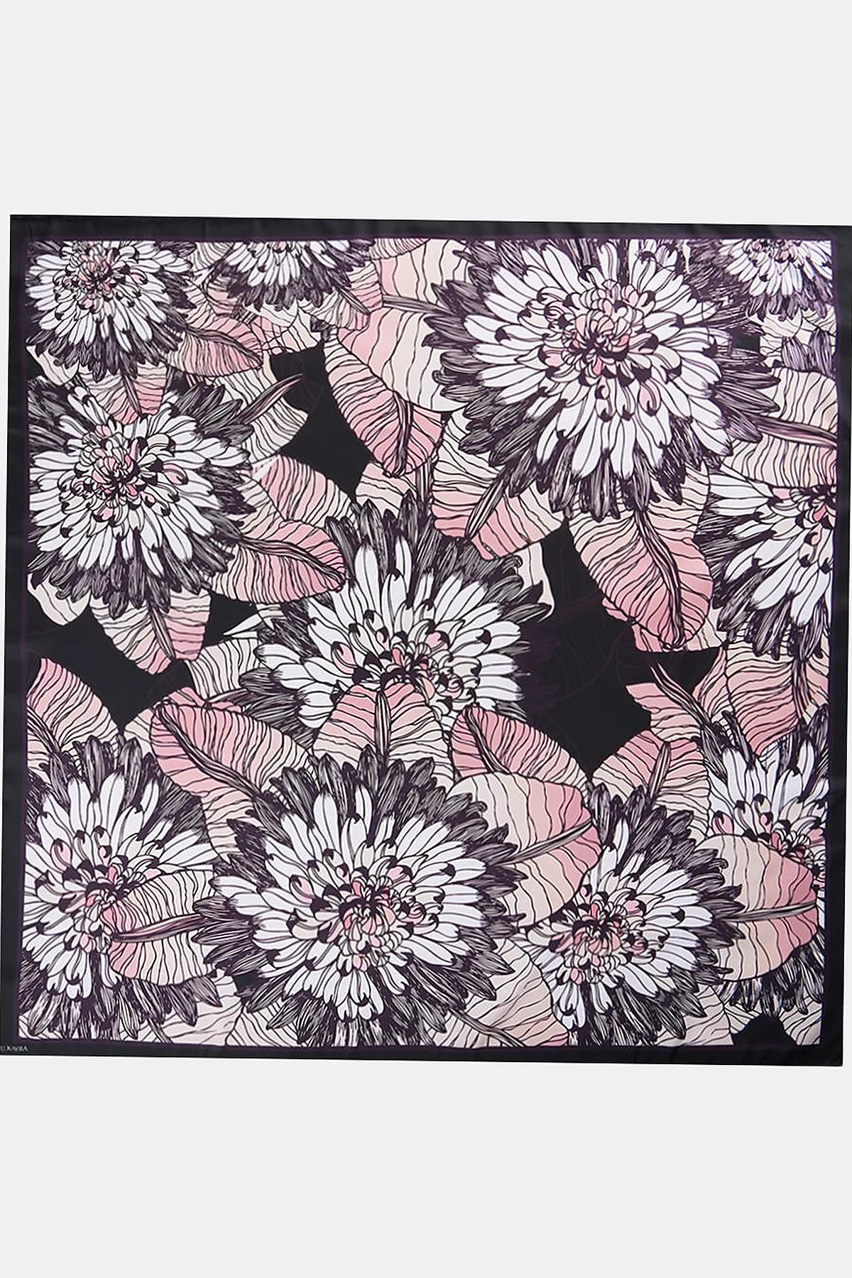 Floral Pattern Scarf Black