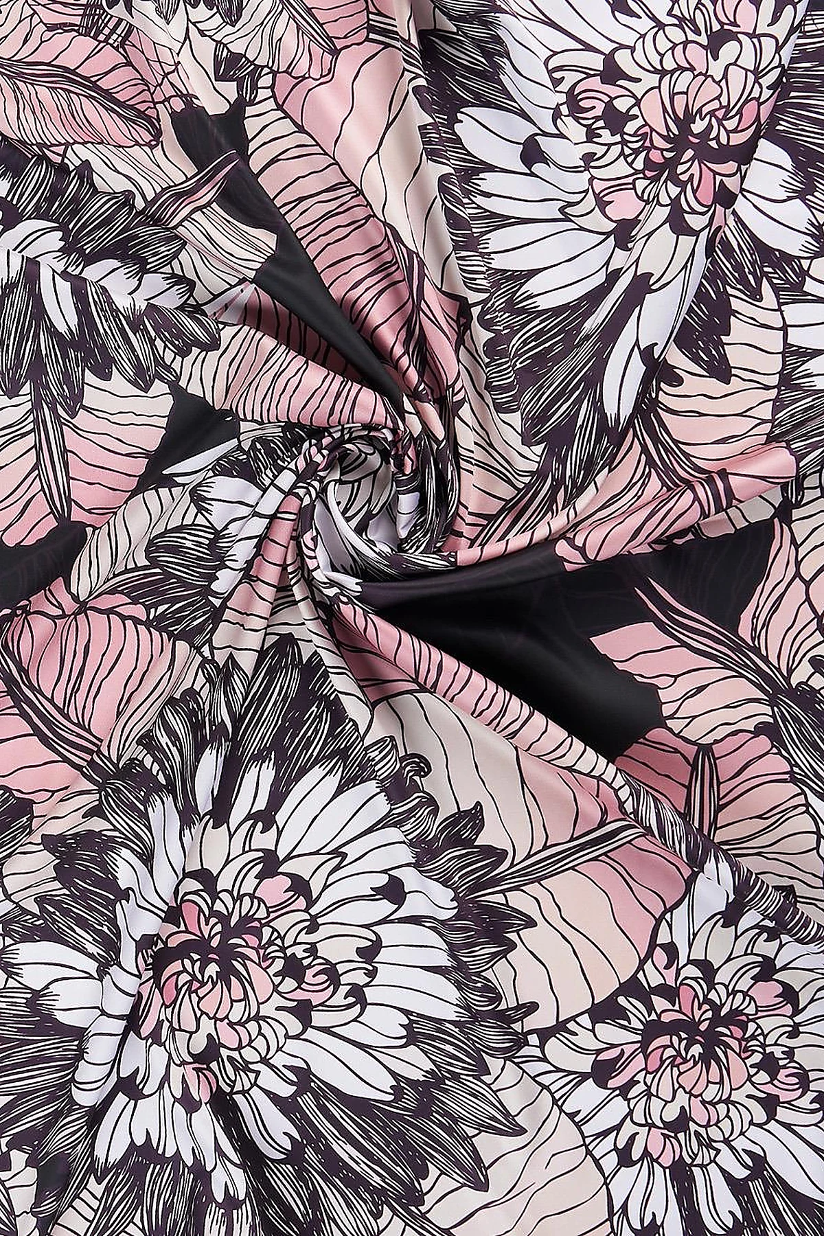 Floral Pattern Scarf Black