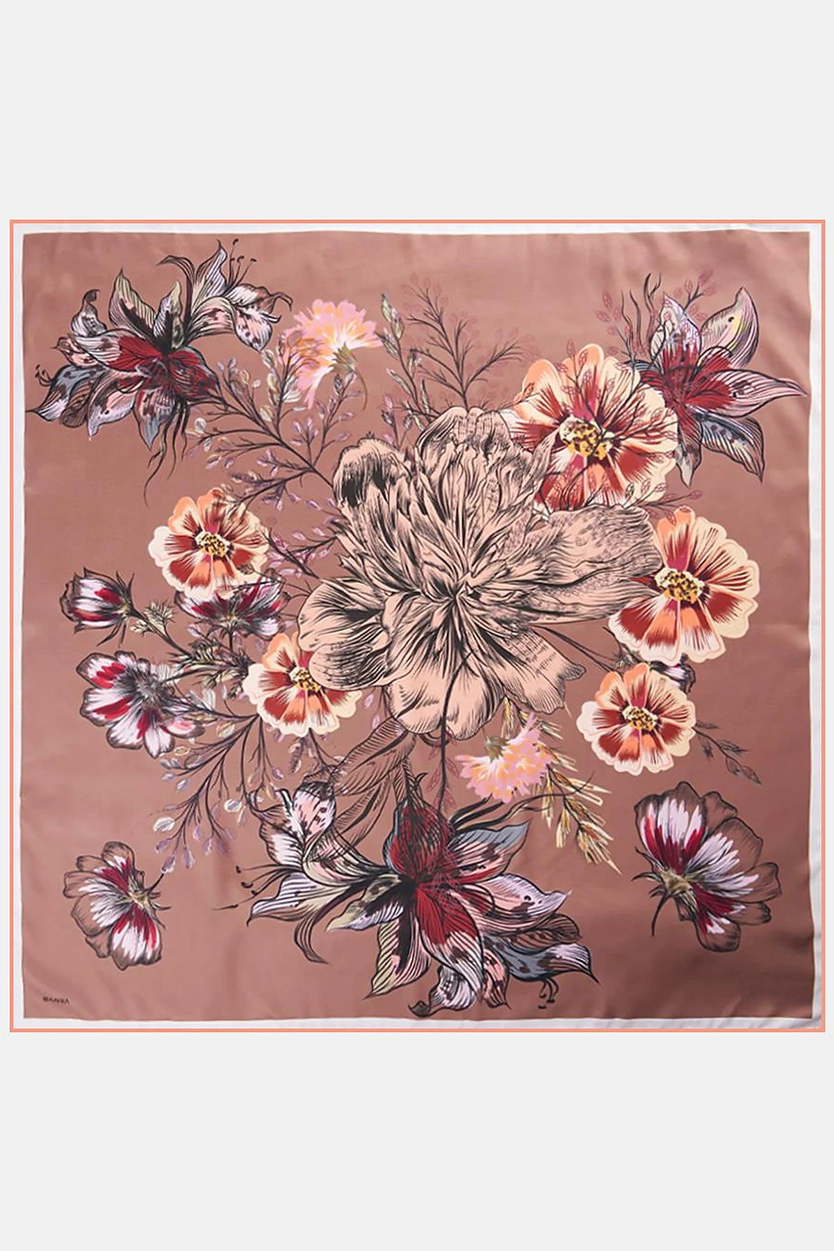 Floral Patterned Scarf Brown