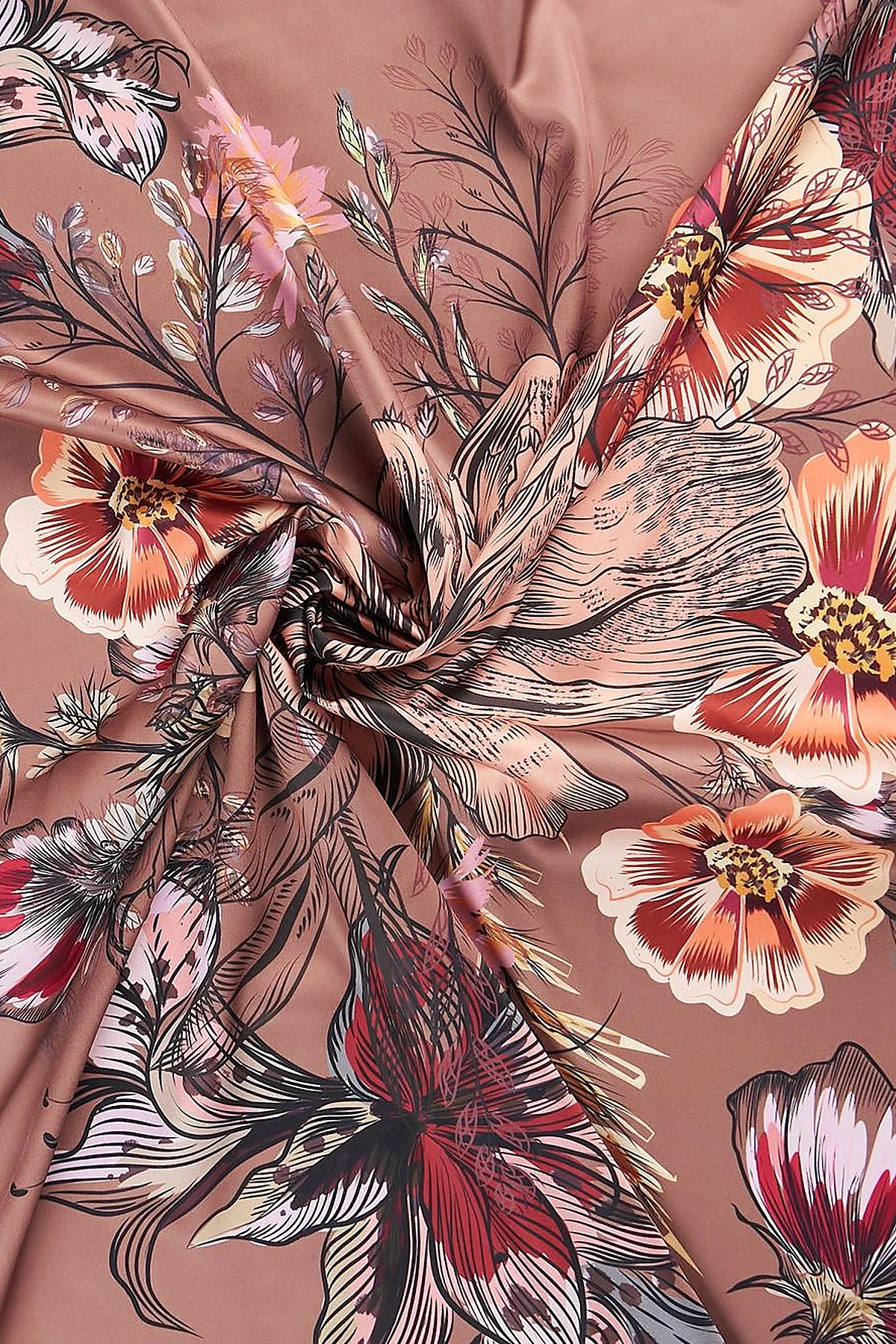 Floral Patterned Scarf Brown