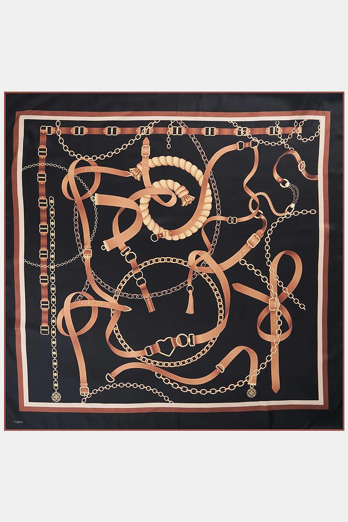 Chain Pattern Scarf Bitter Coffee