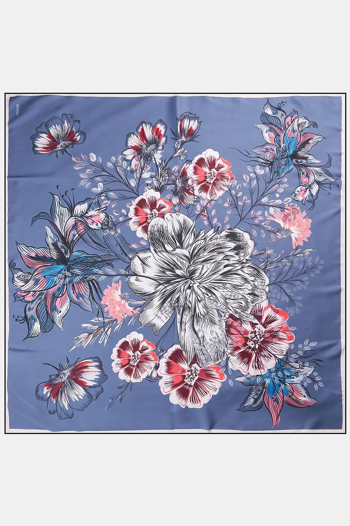 Floral Patterned Scarf Anthracite 