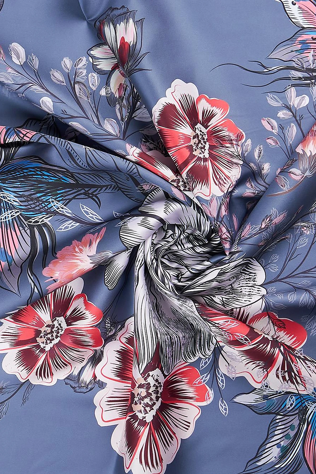 Floral Patterned Scarf Anthracite 