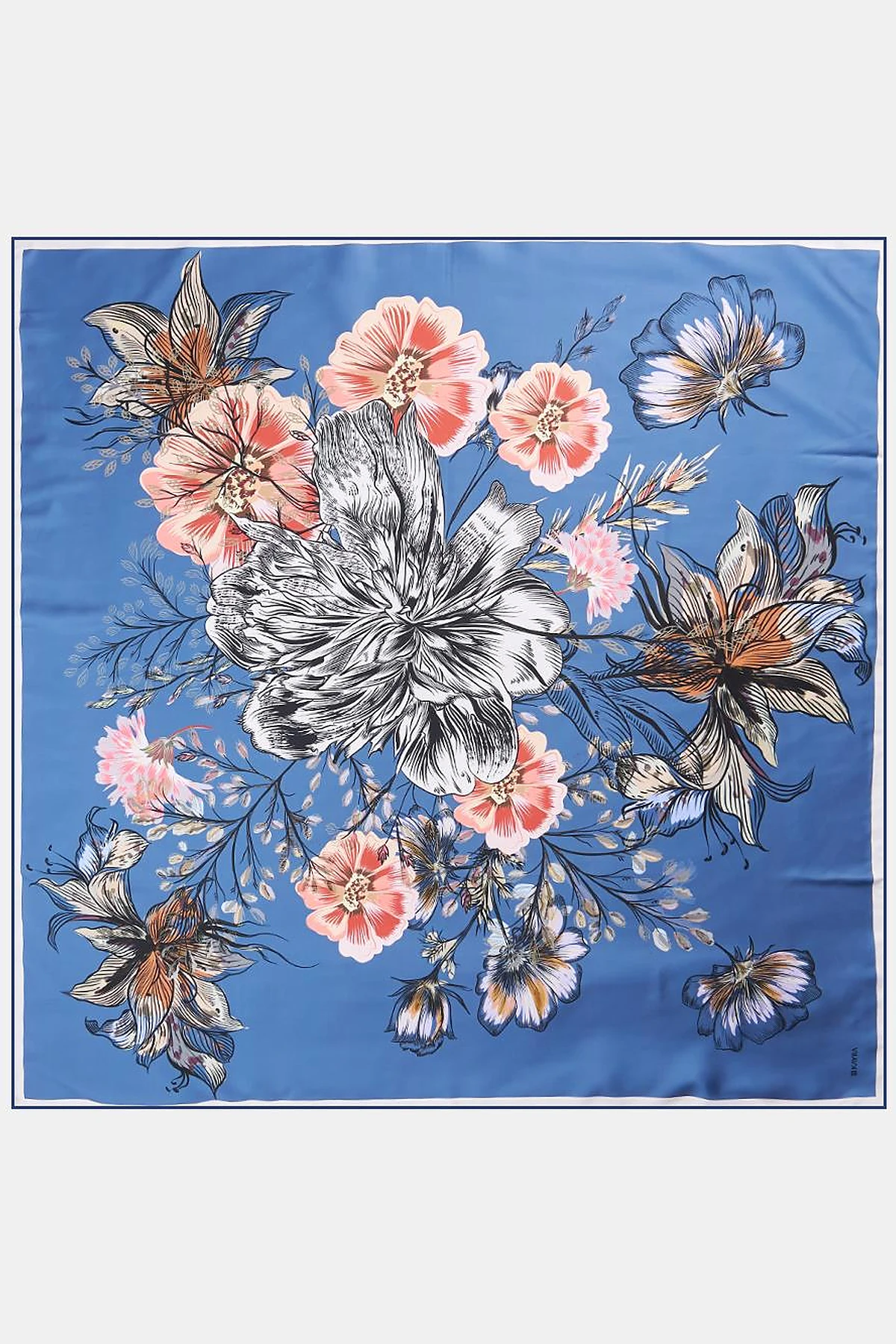 Floral Patterned Scarf Indigo