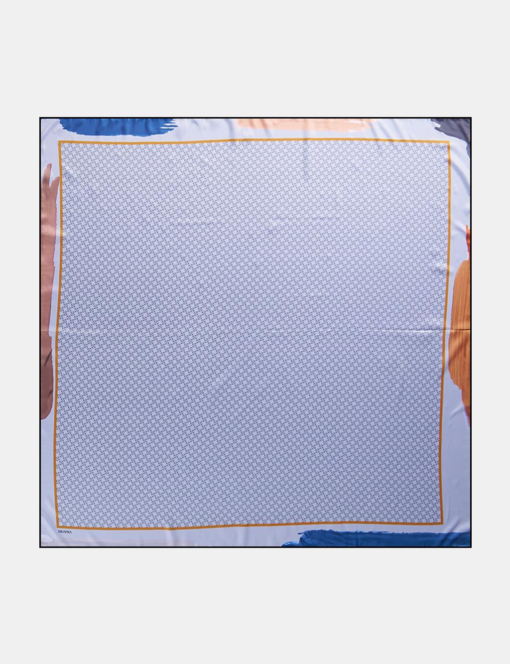 Framed Abstract Pattern Monogram Scarf Stone