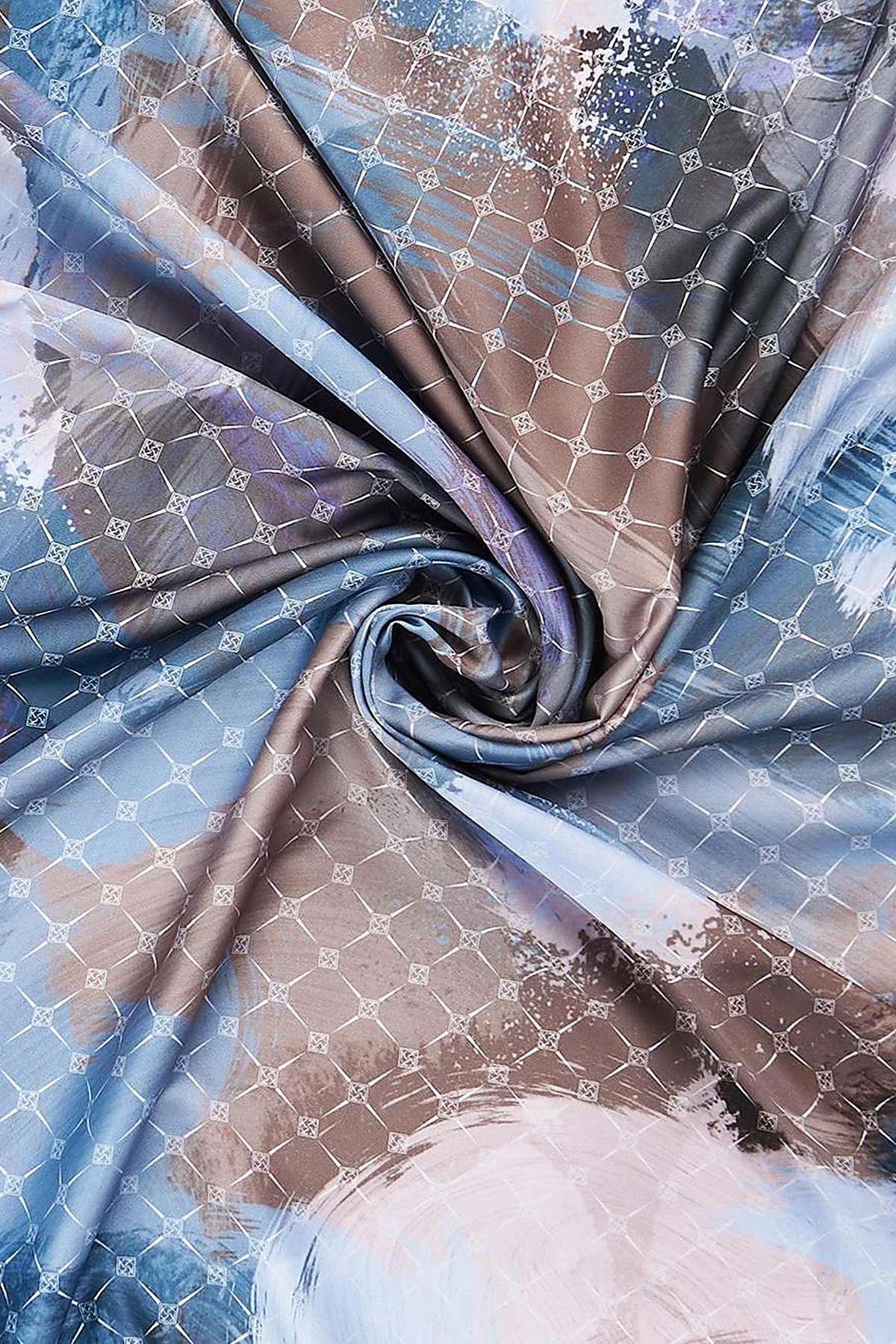 Brush Patterned Scarf Blue