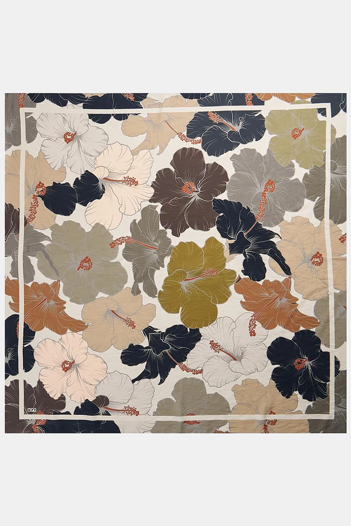 Floral Print Viscose Scarf Black