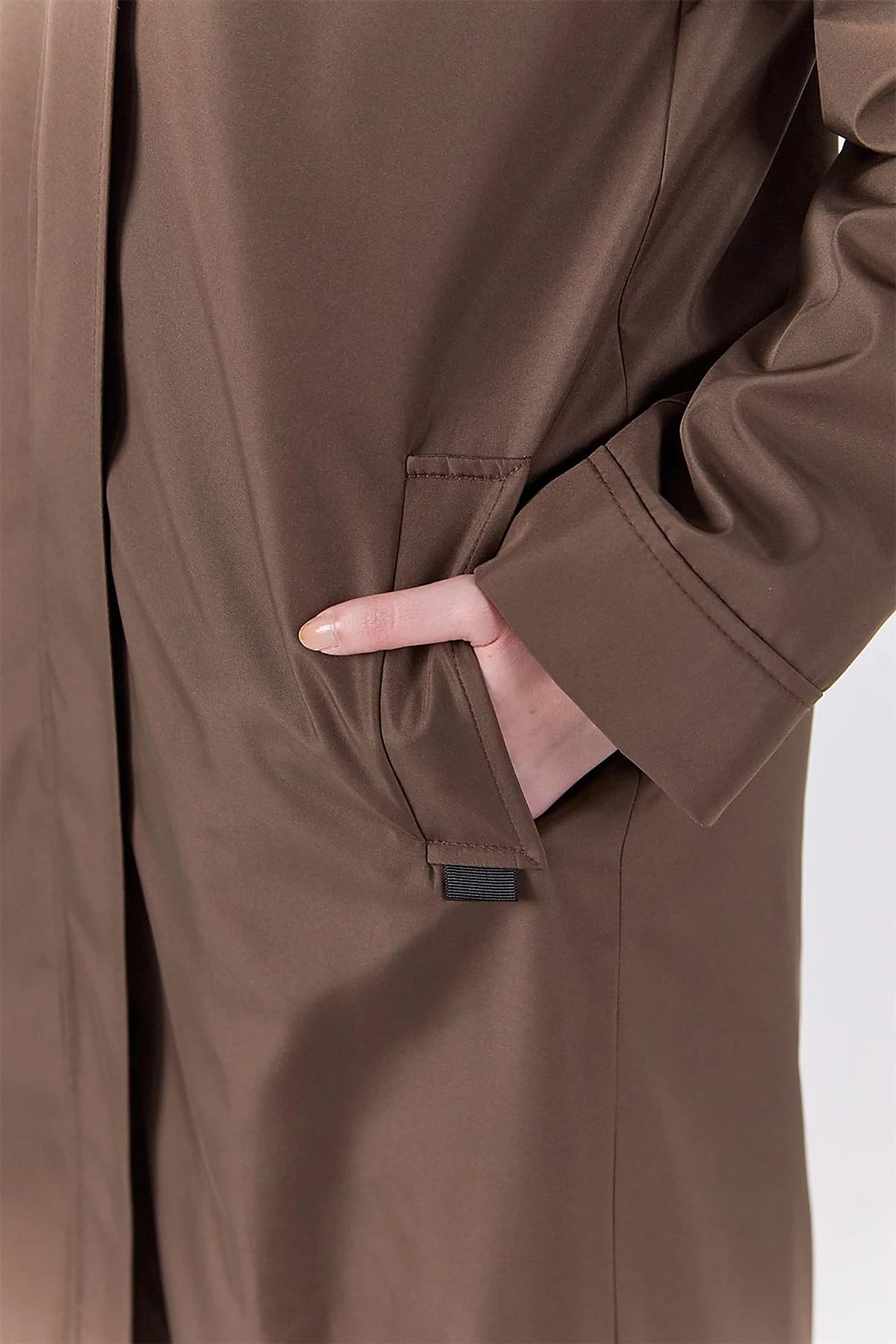 Pocket Detail Hooded Coat Khaki
