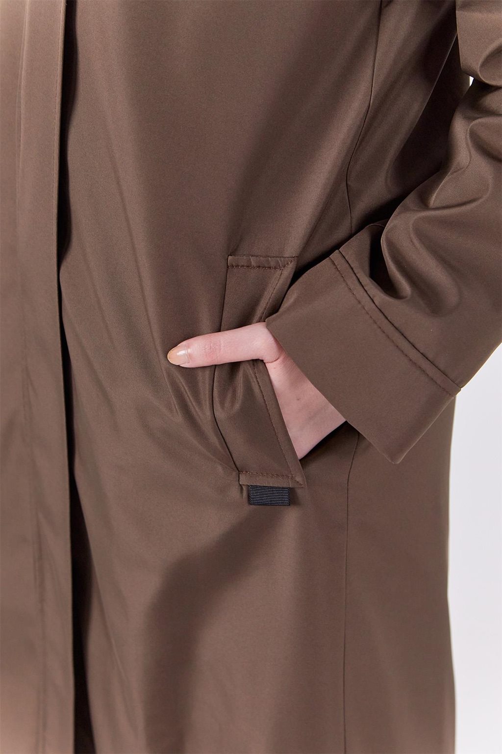 Pocket Detail Hooded Coat Khaki