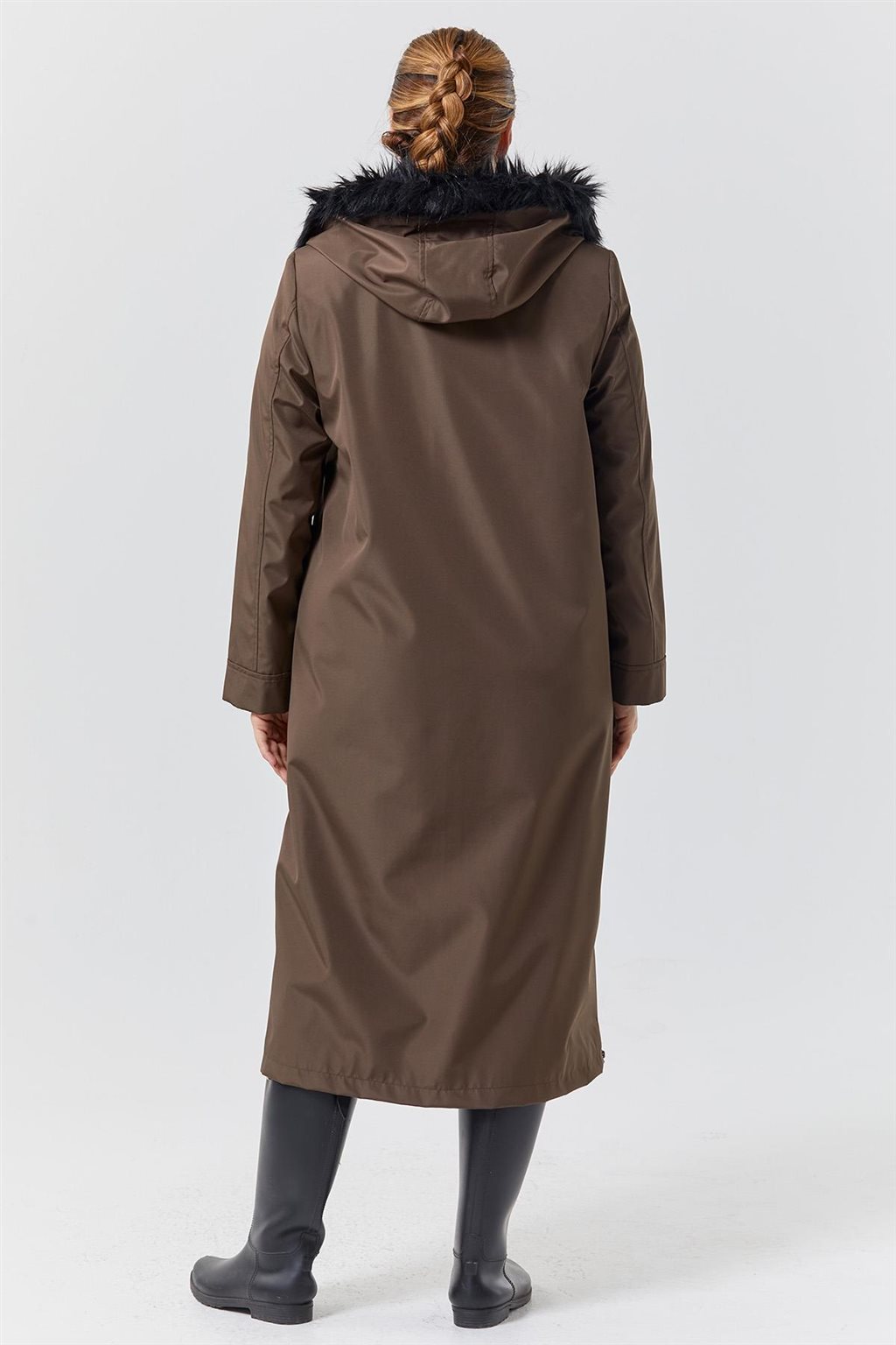 Zippered Hem Detail Coat Khaki