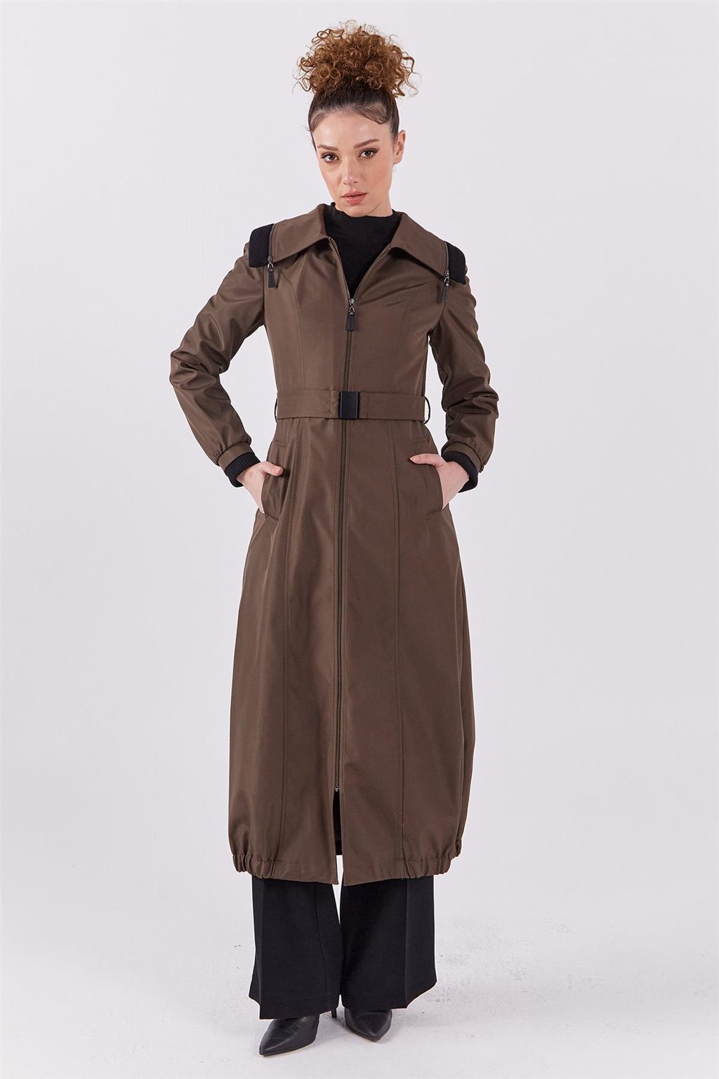 Zippered Coat Khaki