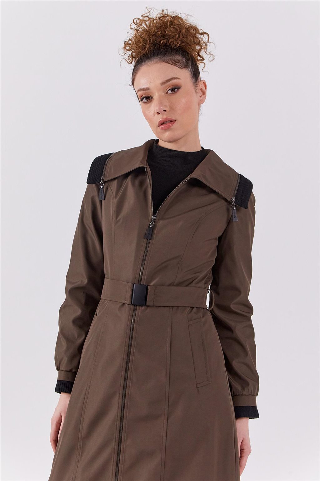 Zippered Coat Khaki